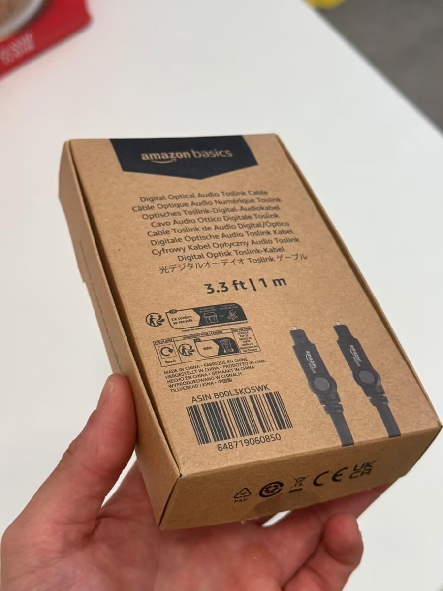 Amazon Basics Cavo Ottico Toslink 1 m Nero Audio Digitale
