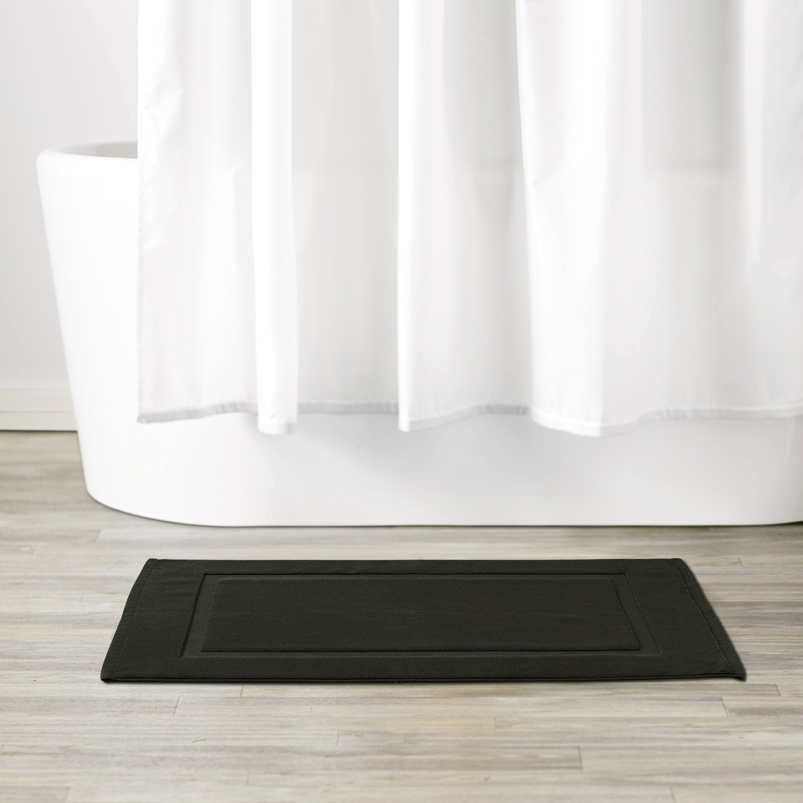 AmazonBasics Tappetino Bagno 51x79 cm Nero in Cotone