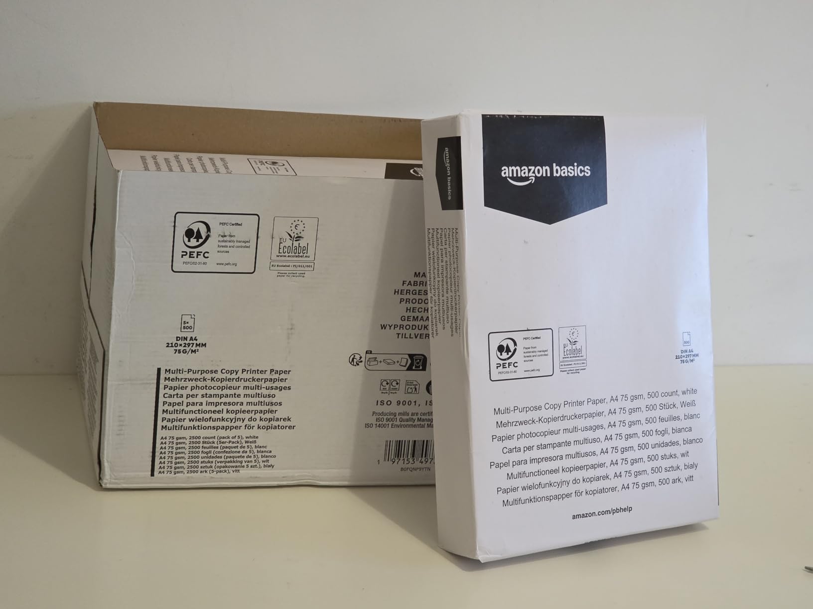 Amazon Basics carta A4 75 g/mq bianca 2500 fogli 5 risme