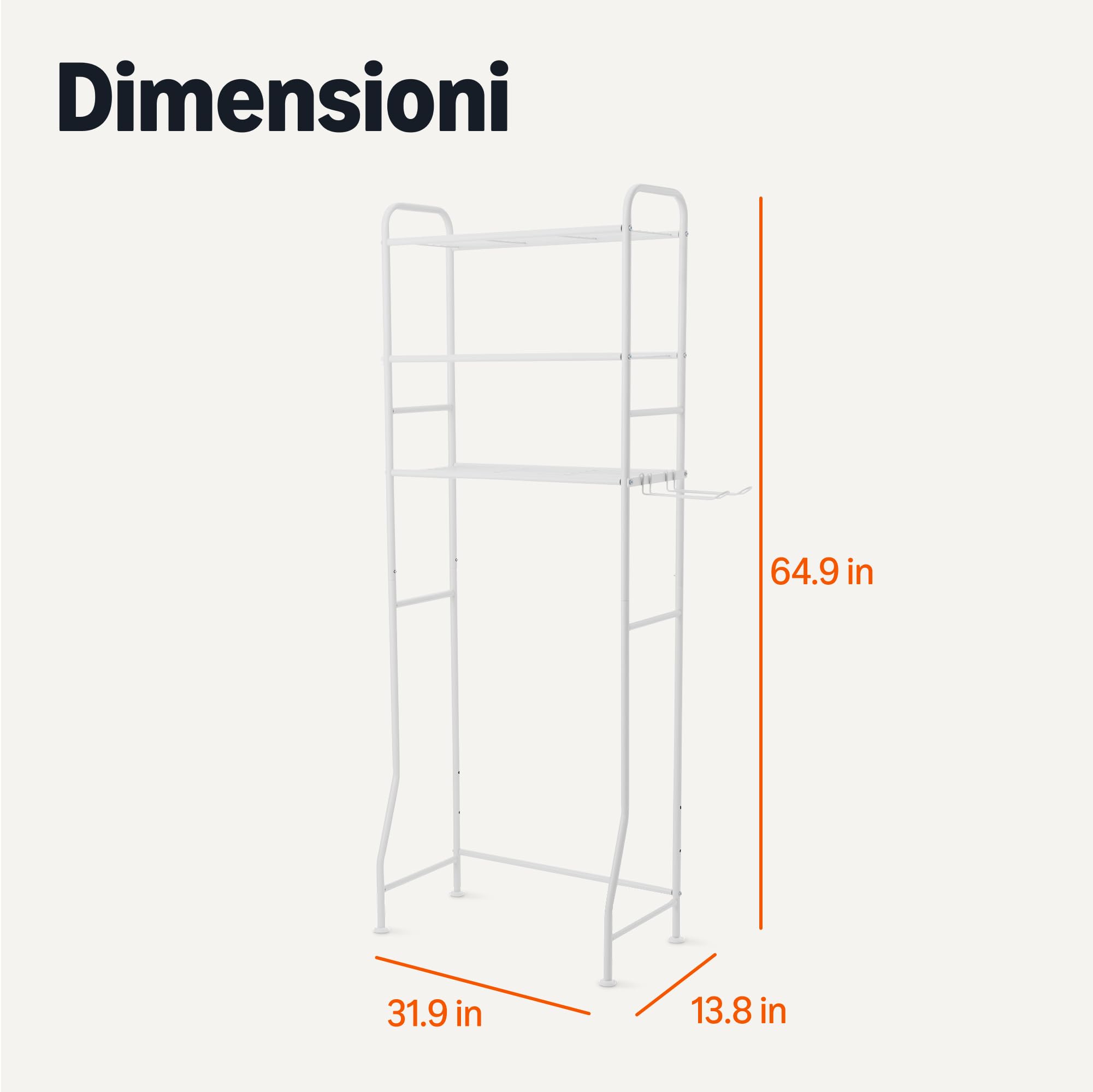 Amazon Basics organizer bagno 3 ripiani sopra WC bianco
