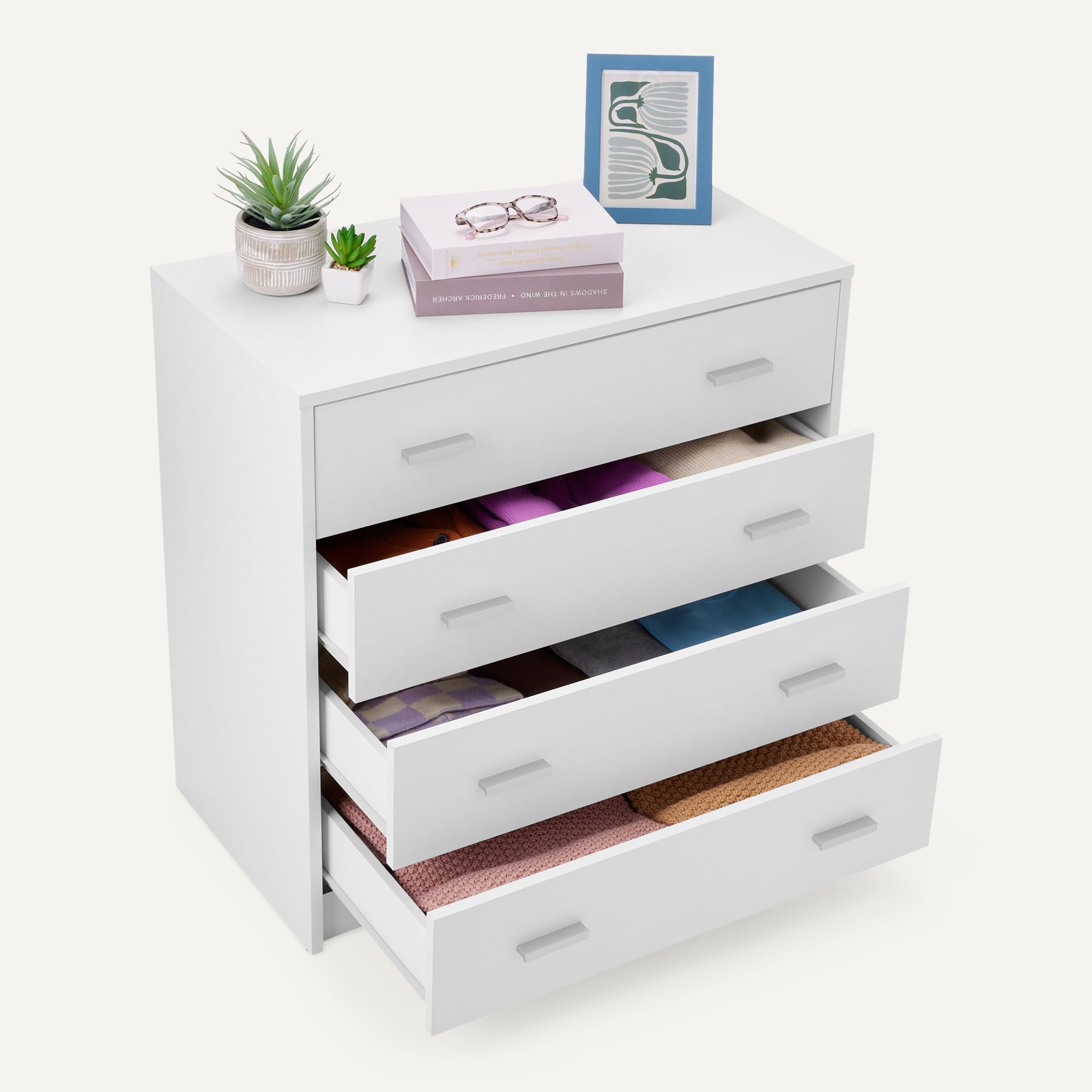 Amazon Basics Cassettiera 4 Cassetti Bianco 75x40x74 cm