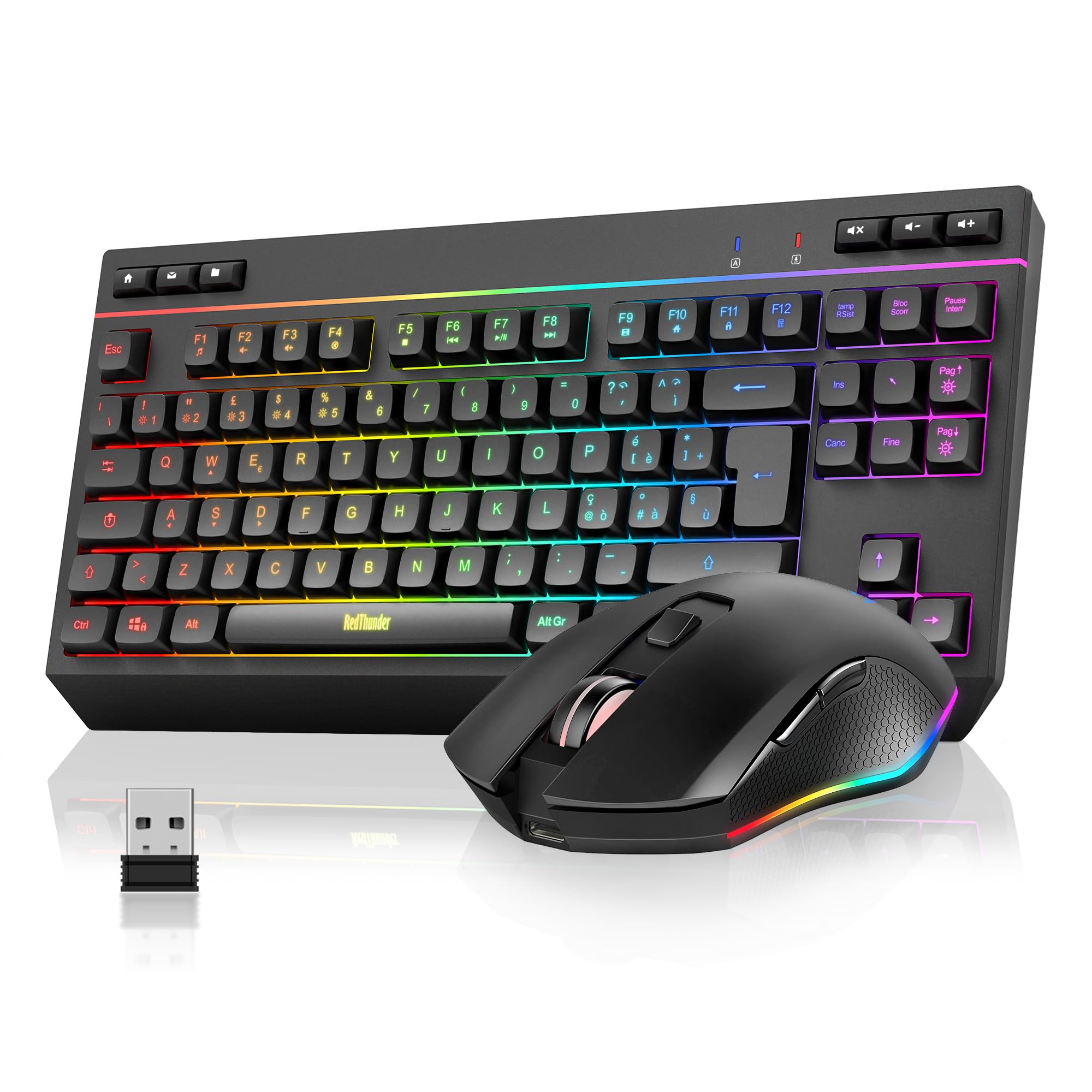RedThunder K20 tastiera wireless gaming RGB nero layout IT