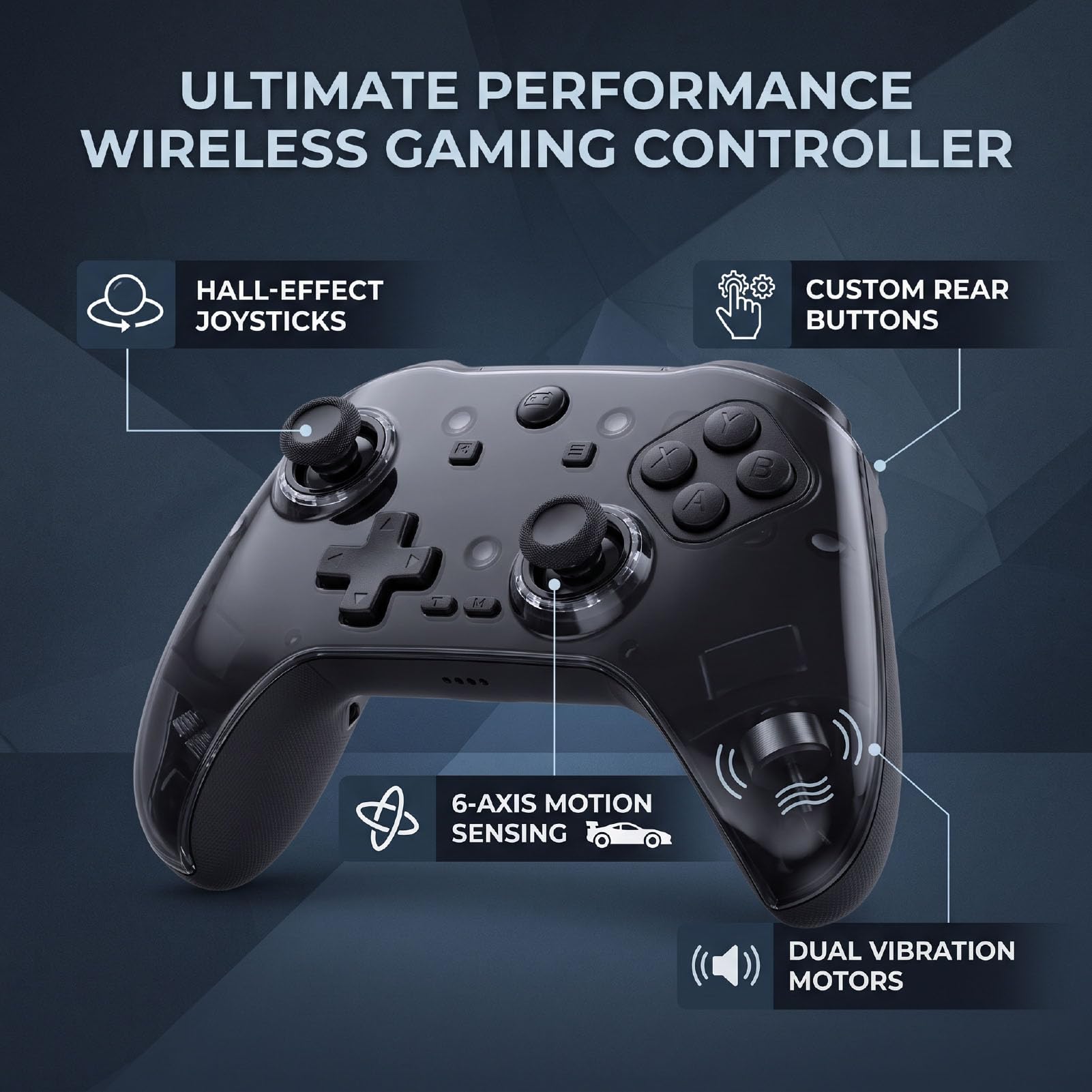 Elprico controller wireless PC Hall 6 assi 400mAh nero