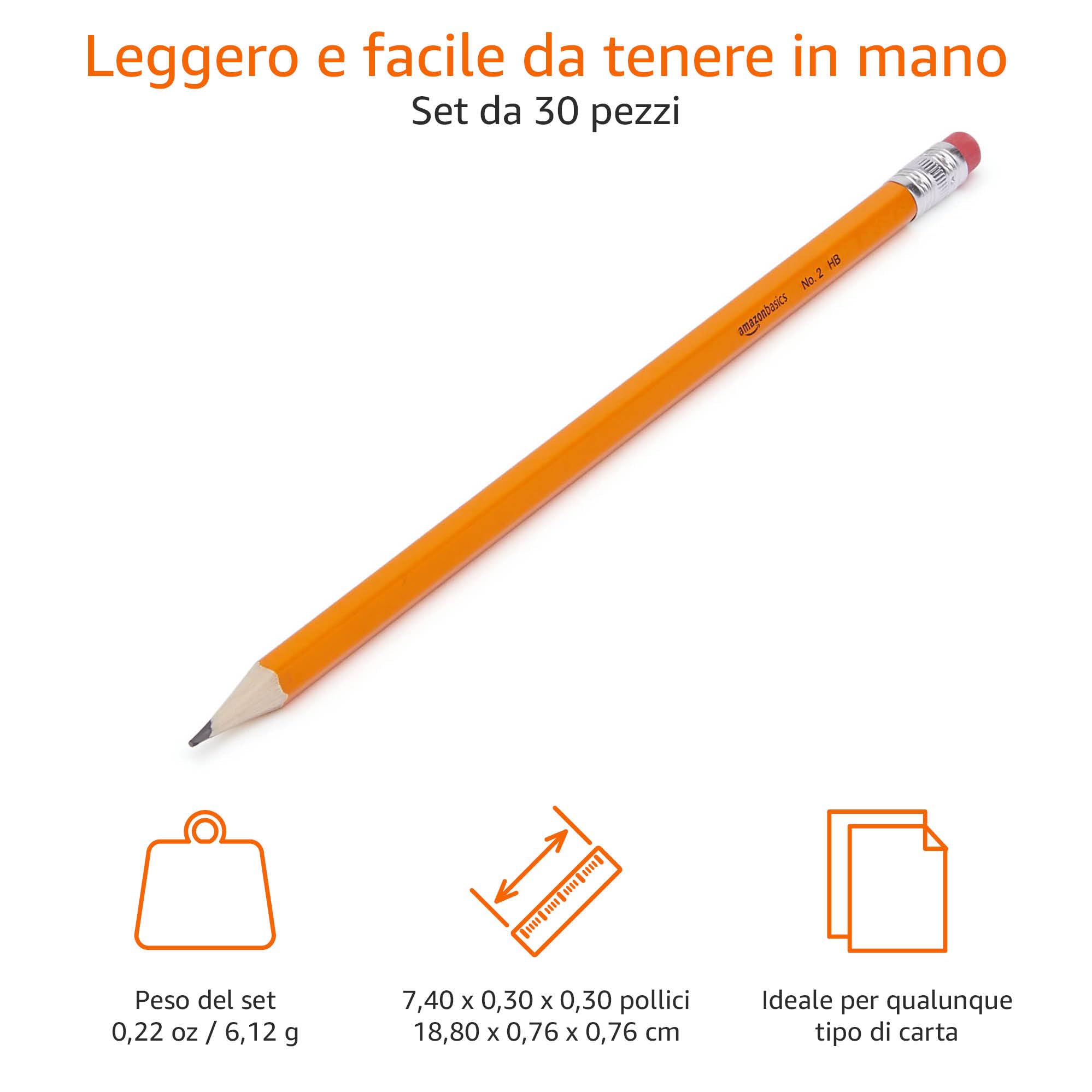 Amazon Basics Matite HB2 grafite 30 pezzi con gomma