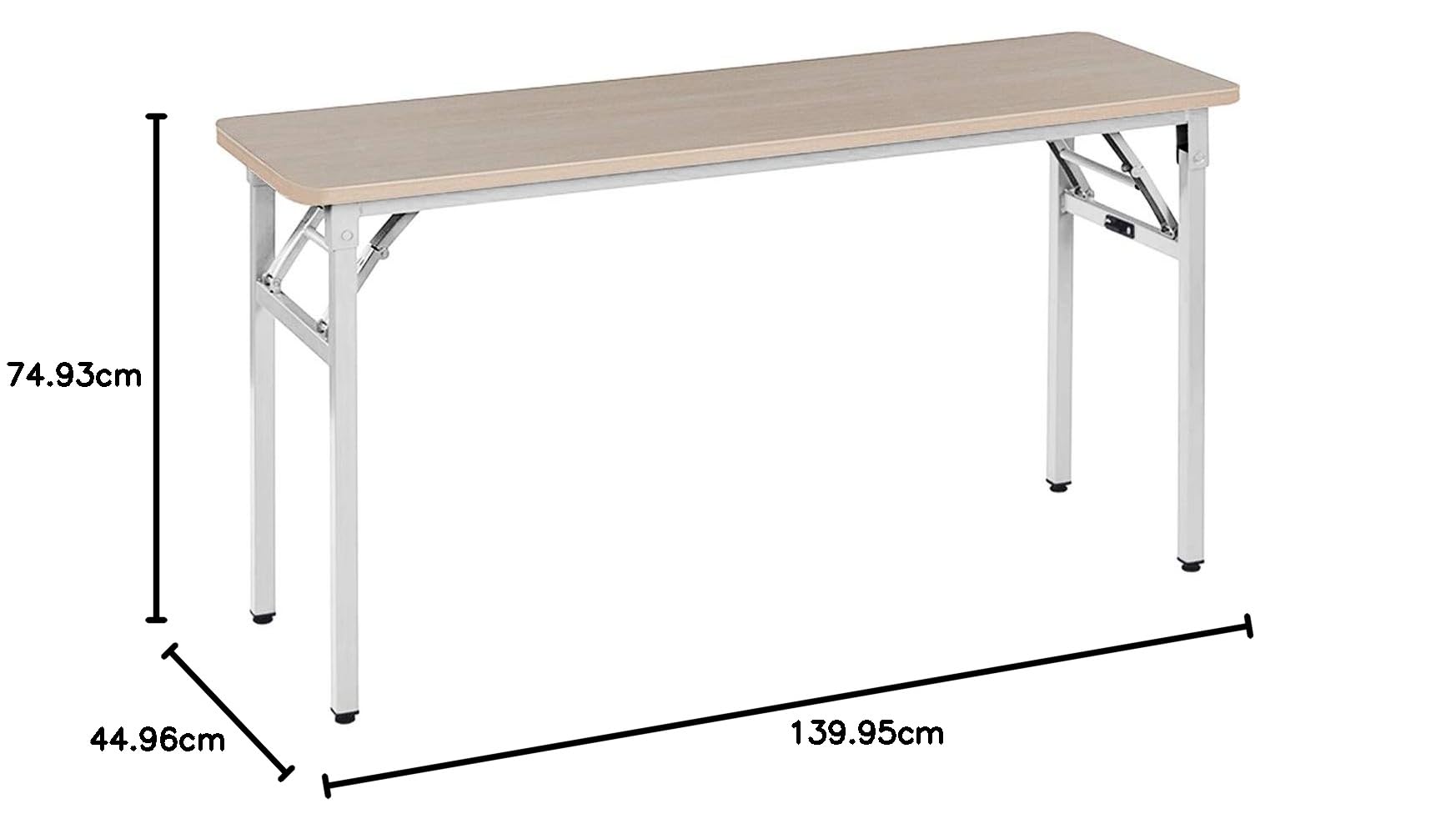 Amazon Basics Tavolo Pieghevole 140 cm Rovere Gambe Bianche