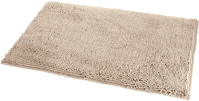 Amazon Basics Tappeto bagno microfibra pelo lungo beige 53x86