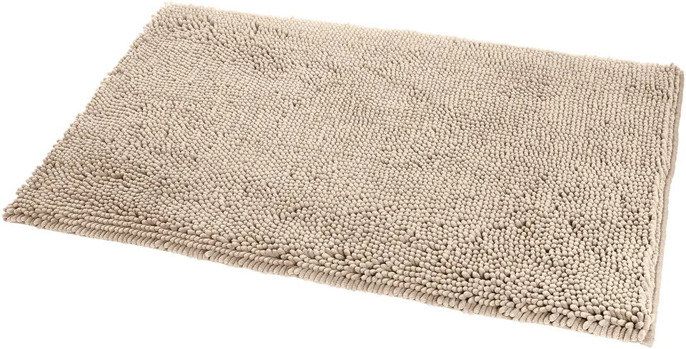 Amazon Basics Tappeto bagno microfibra pelo lungo beige 53x86