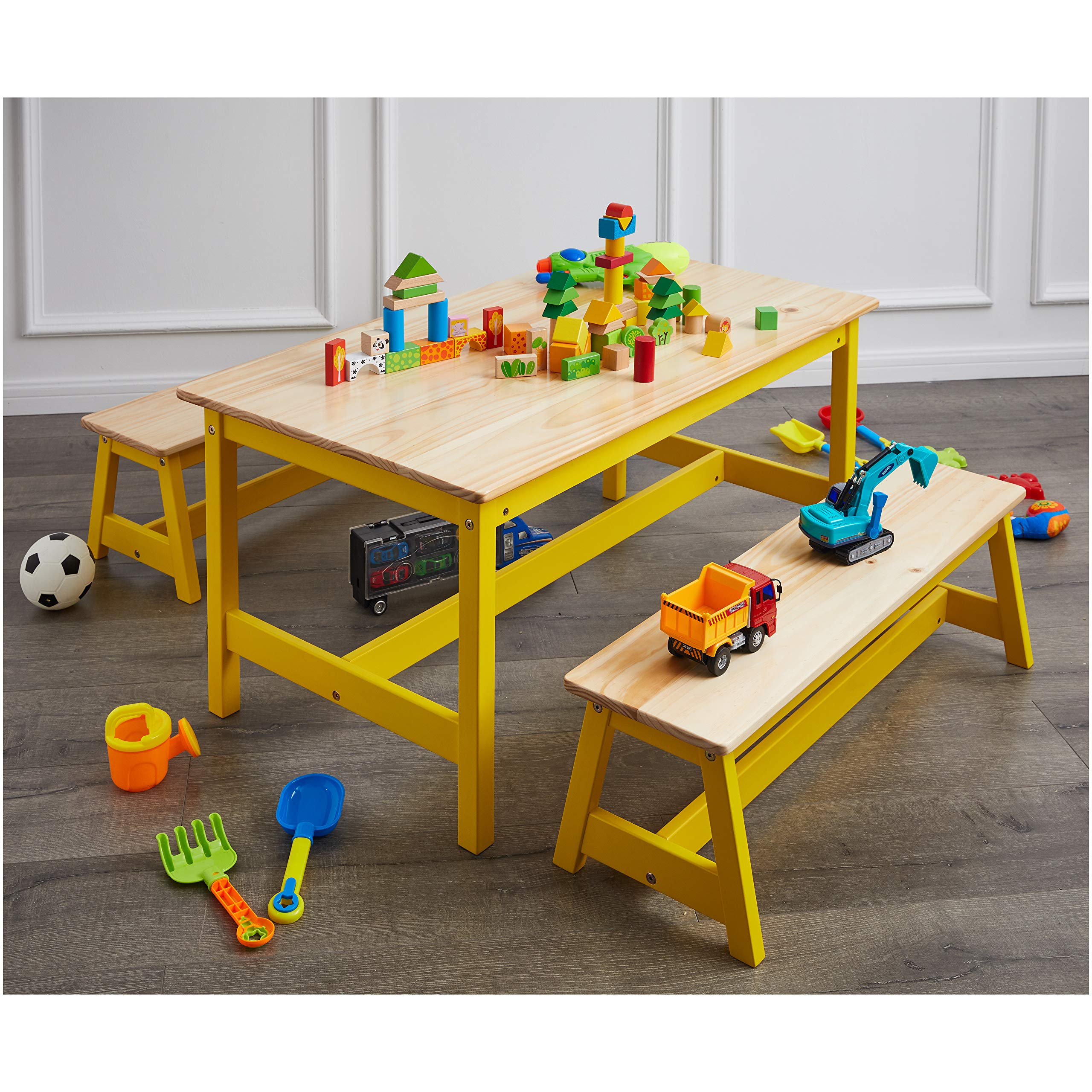 AmazonBasics set tavolo e panche bambini legno naturale