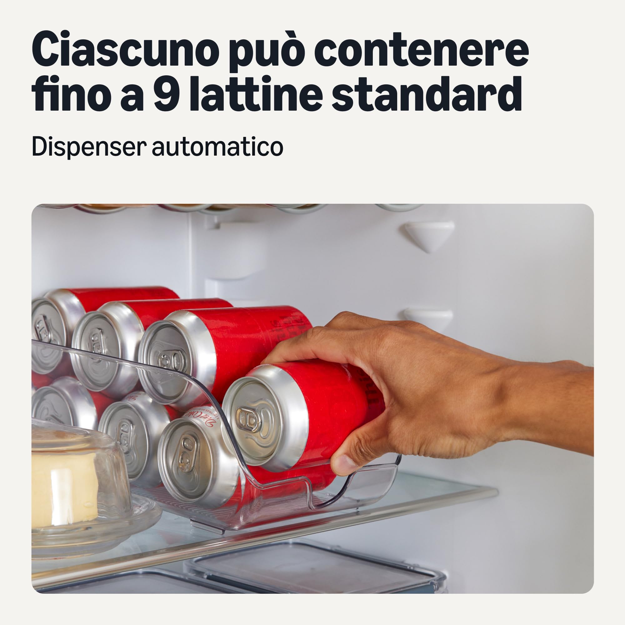 Amazon Basics organizer lattine frigo set 2 pezzi dispenser