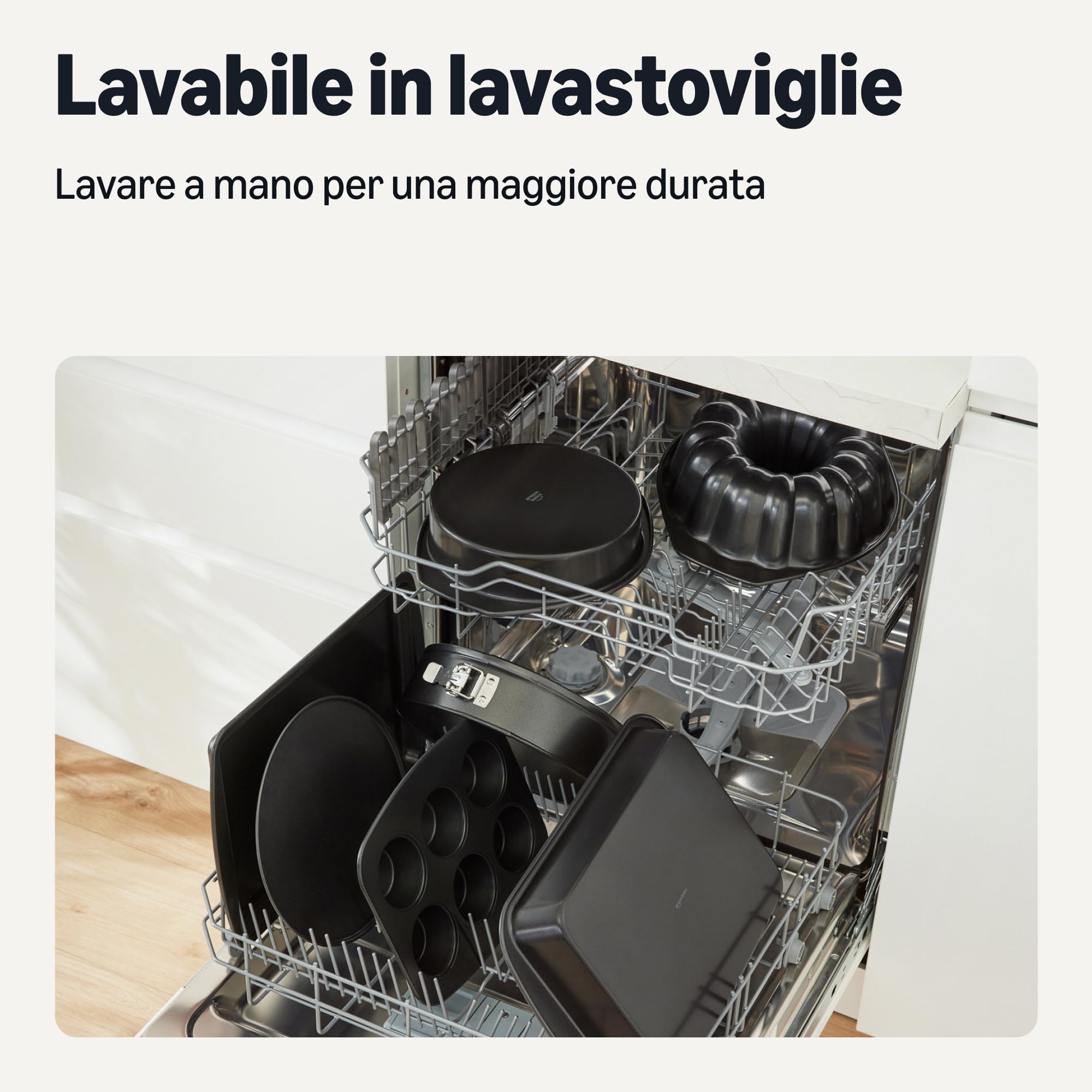 Amazon Basics Set 3 Teglie Forno Antiaderenti Impilabili