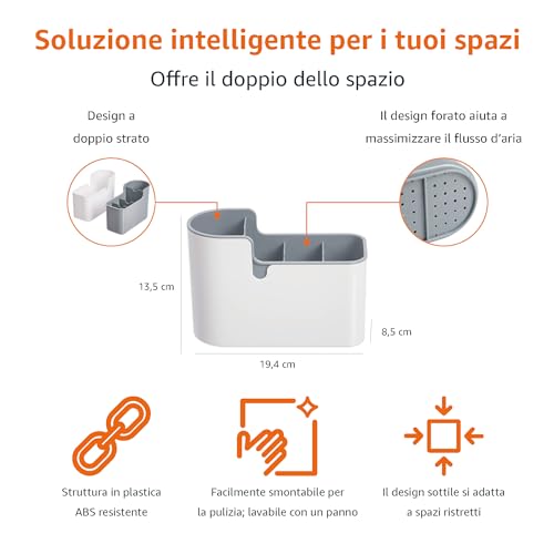 AmazonBasics organizer utensili grigio bancone e parete