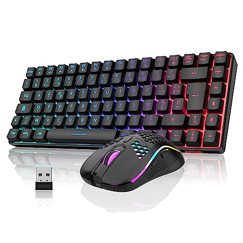 RedThunder K84 Combo Tastiera e Mouse Wireless Nero AZERTY