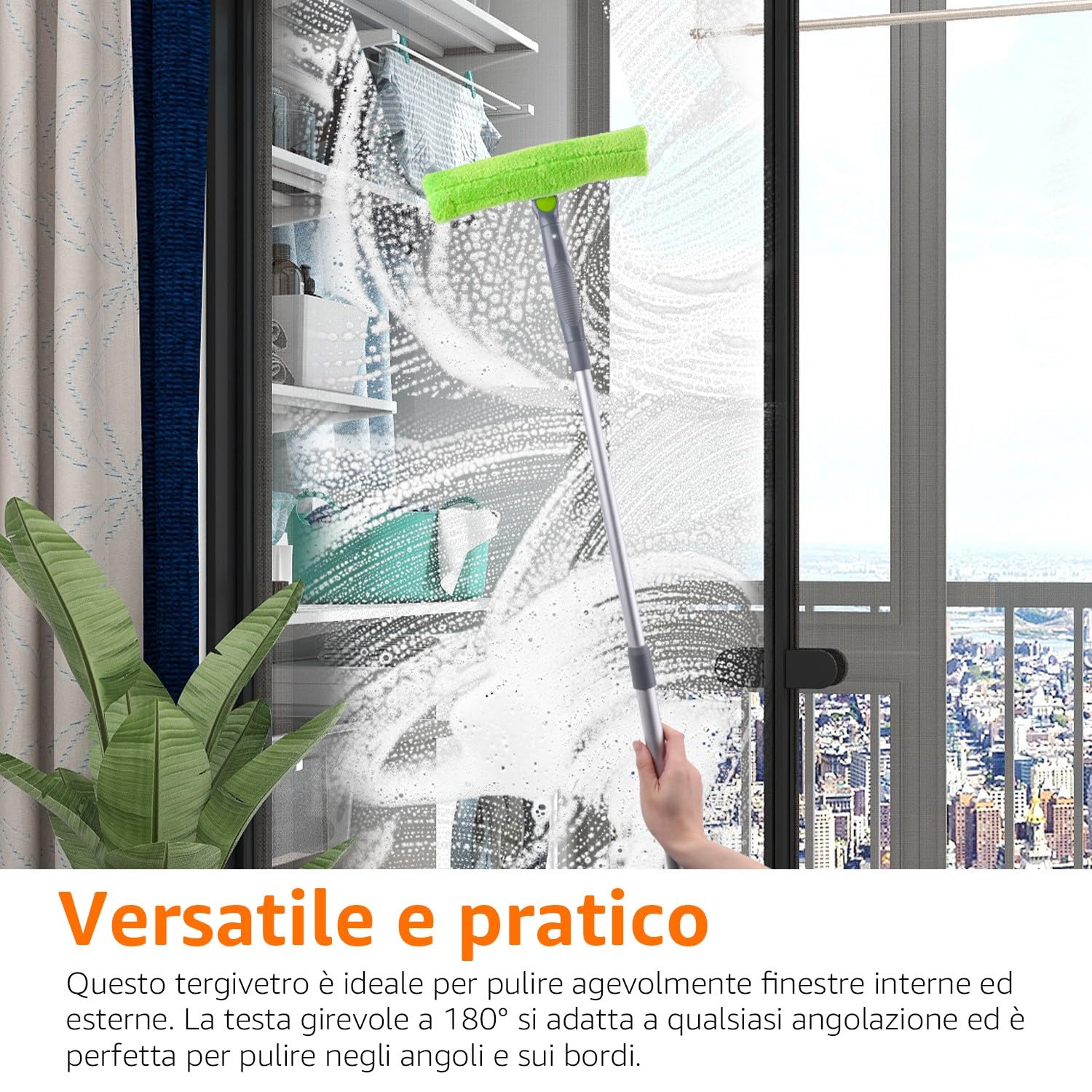 AmazonBasics Lavavetri Telescopico 66-96,5 cm Verde 180°