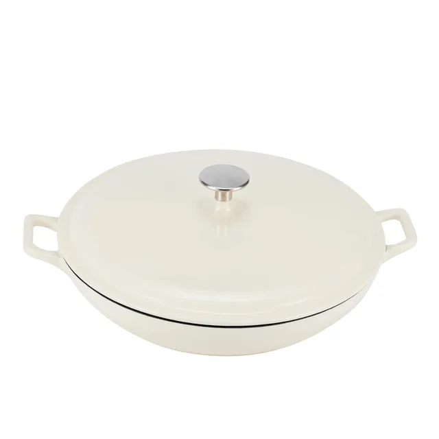 Amazon Basics Casseruola Bassa Ghisa Smaltata 3,1L Bianca