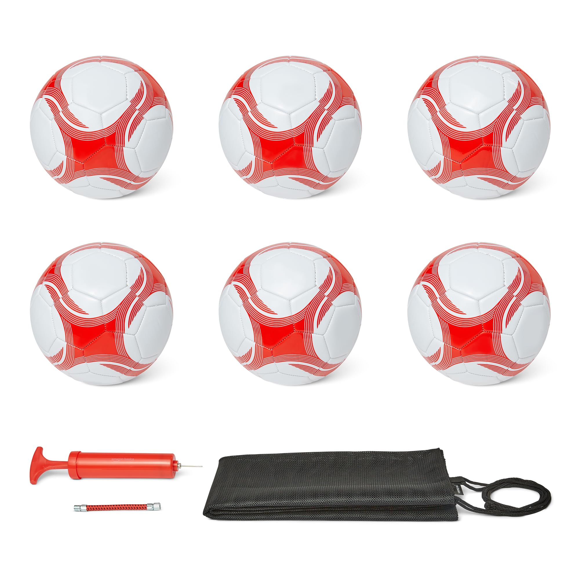 AmazonBasics Pallone Calcio Misura 4 con Pompa Bianco Rosso