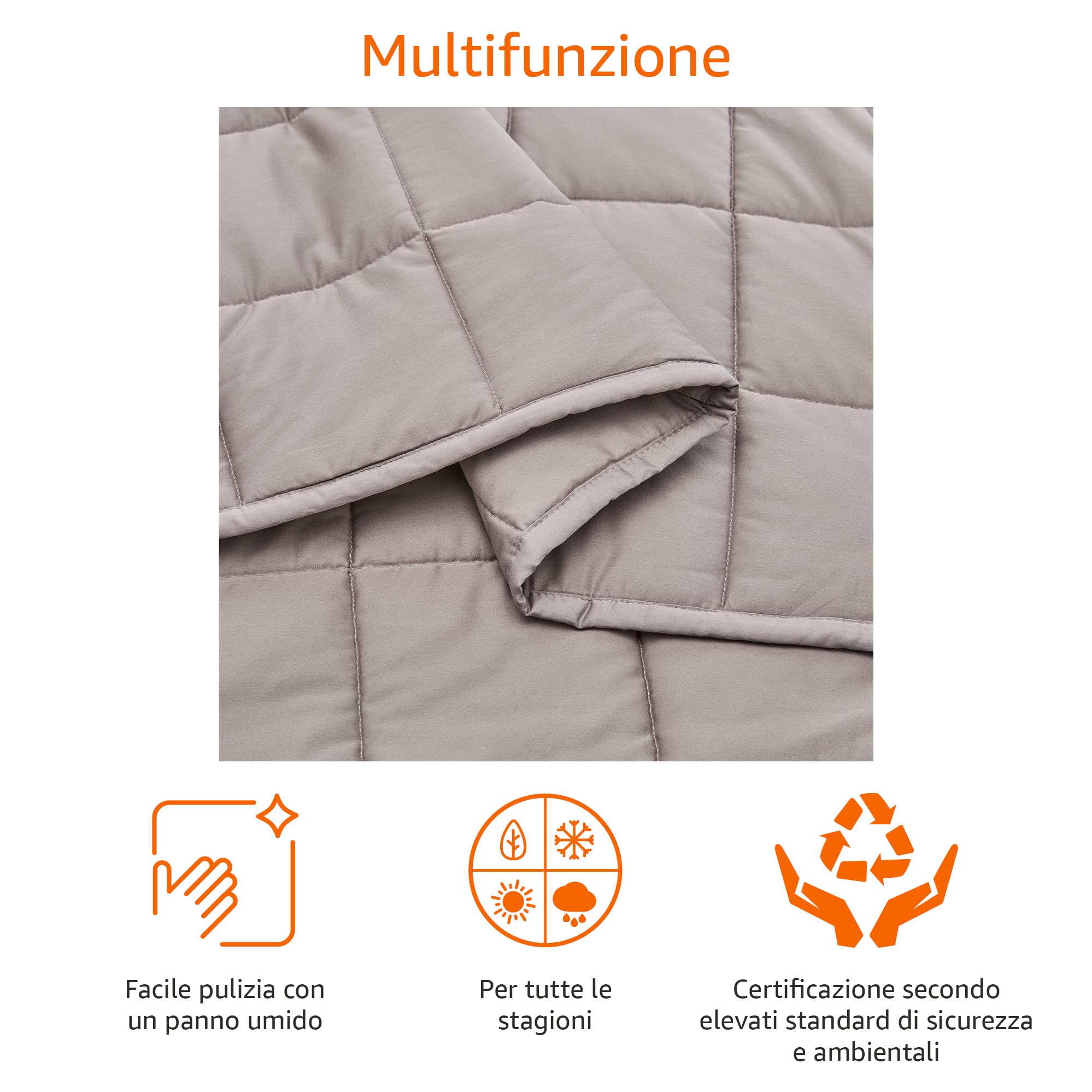 AmazonBasics Coperta ponderata 9 kg 152x203 cm grigio scuro cotone