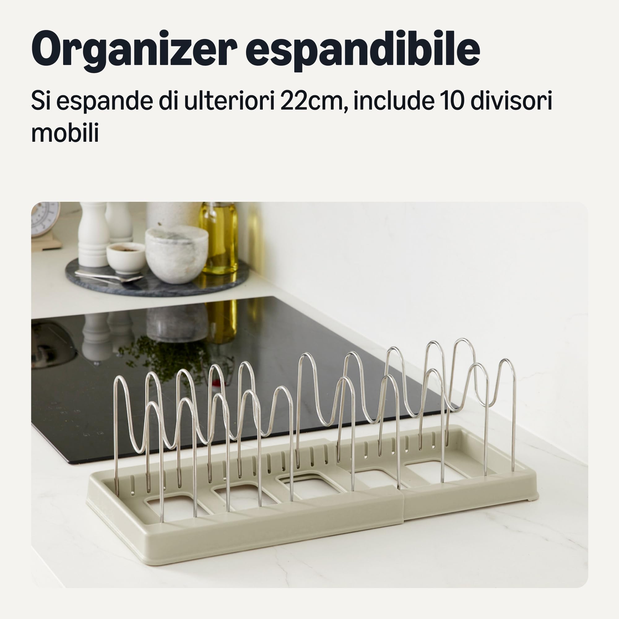 Amazon Basics organizer pentole acciaio 31-53 cm confezione da 1