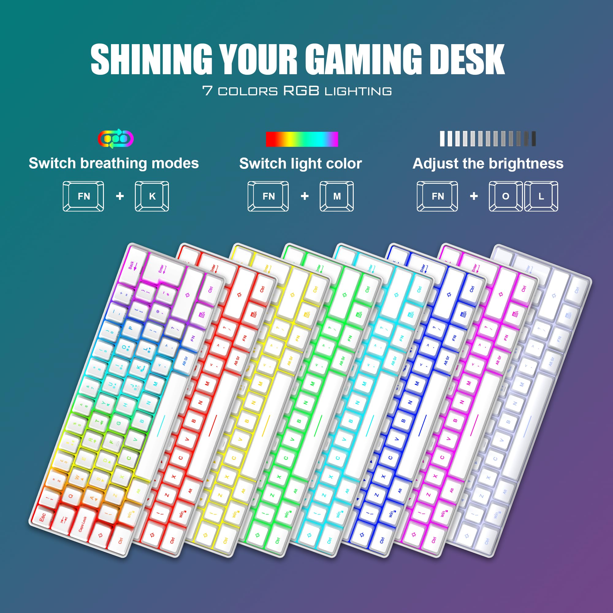 RedThunder kit tastiera e mouse gaming 60% RGB bianco