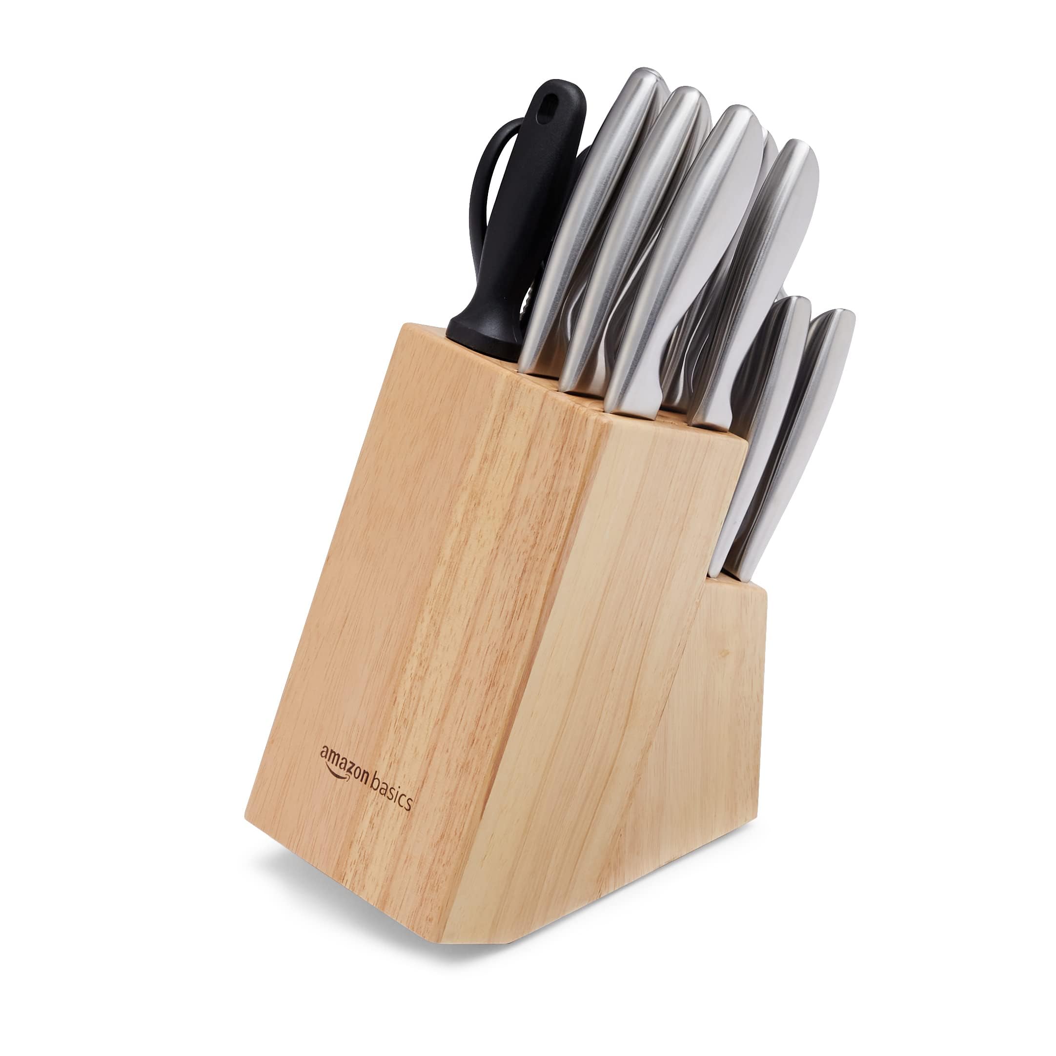 Amazon Basics set coltelli cucina 18 pezzi acciaio nero