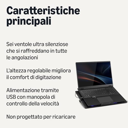 Amazon Basics Base Raffreddamento Laptop 17" 6 Ventole