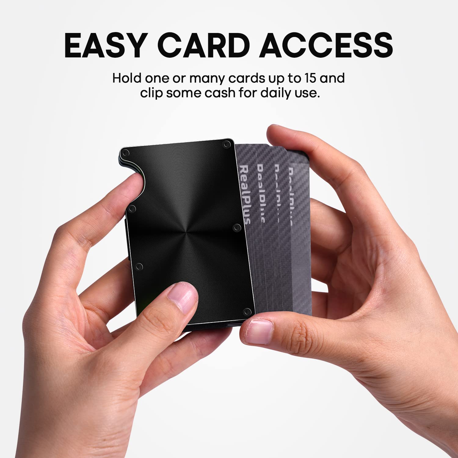 RealPlus CD-Nero Portacarte Metallico Nero RFID 12 Carte