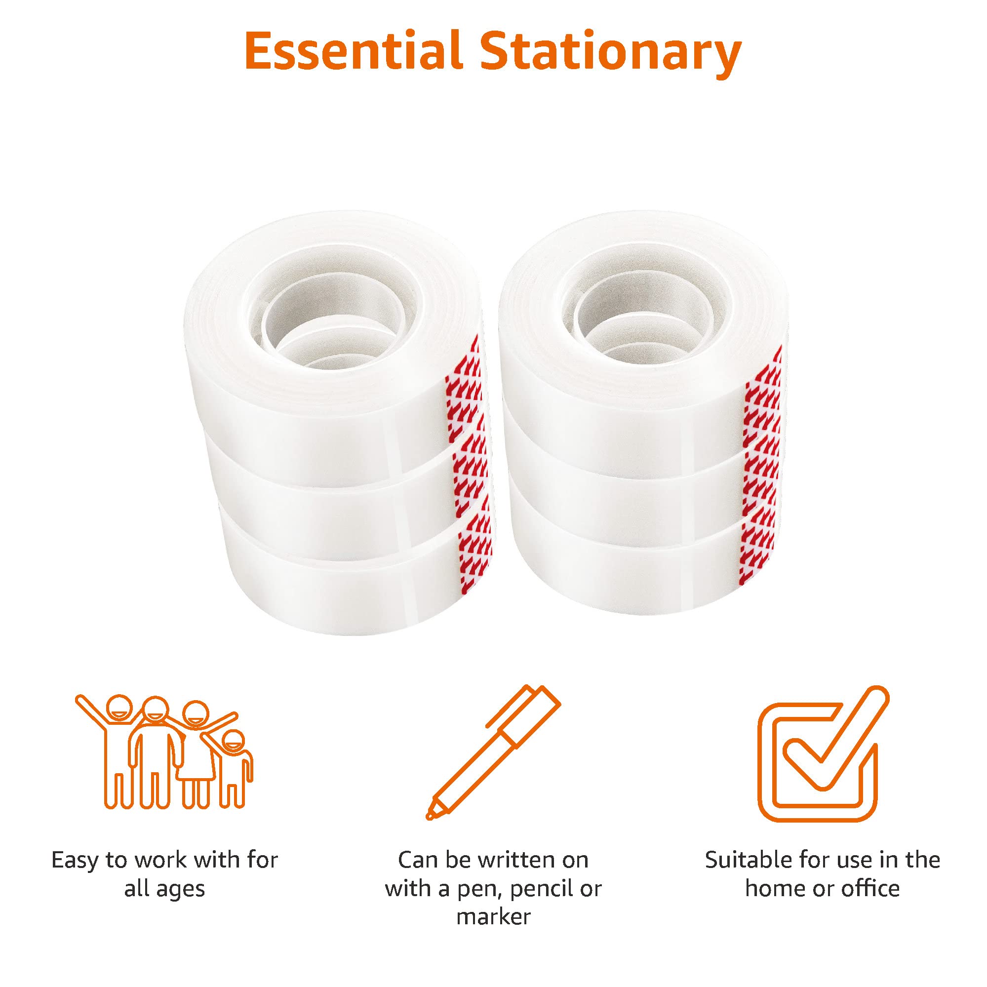 AmazonBasics 19 mm Nastro Adesivo Traslucido Confezione da 6