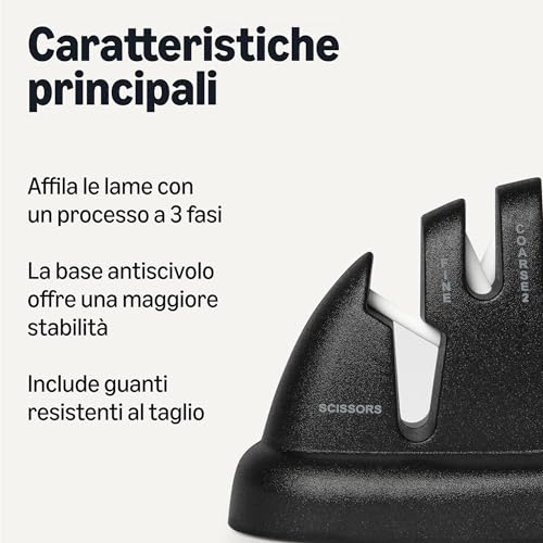 Amazon Basics affilacoltelli 4-in-1 con guanto antiscivolo