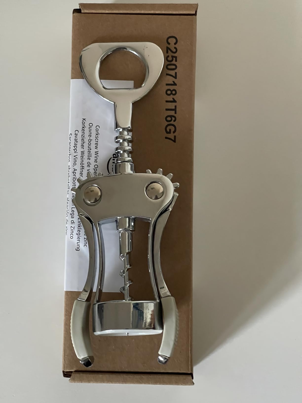 Amazon Basics Cavatappi Apribottiglie 2 in 1 Lega Zinco