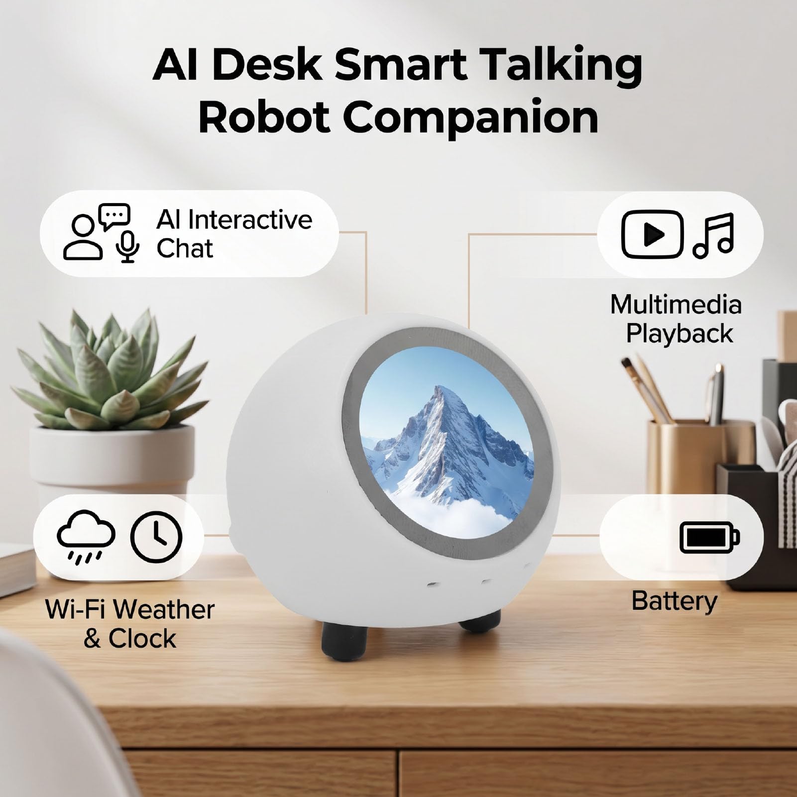 Elprico AI robot da scrivania display 1,28" WiFi Bluetooth