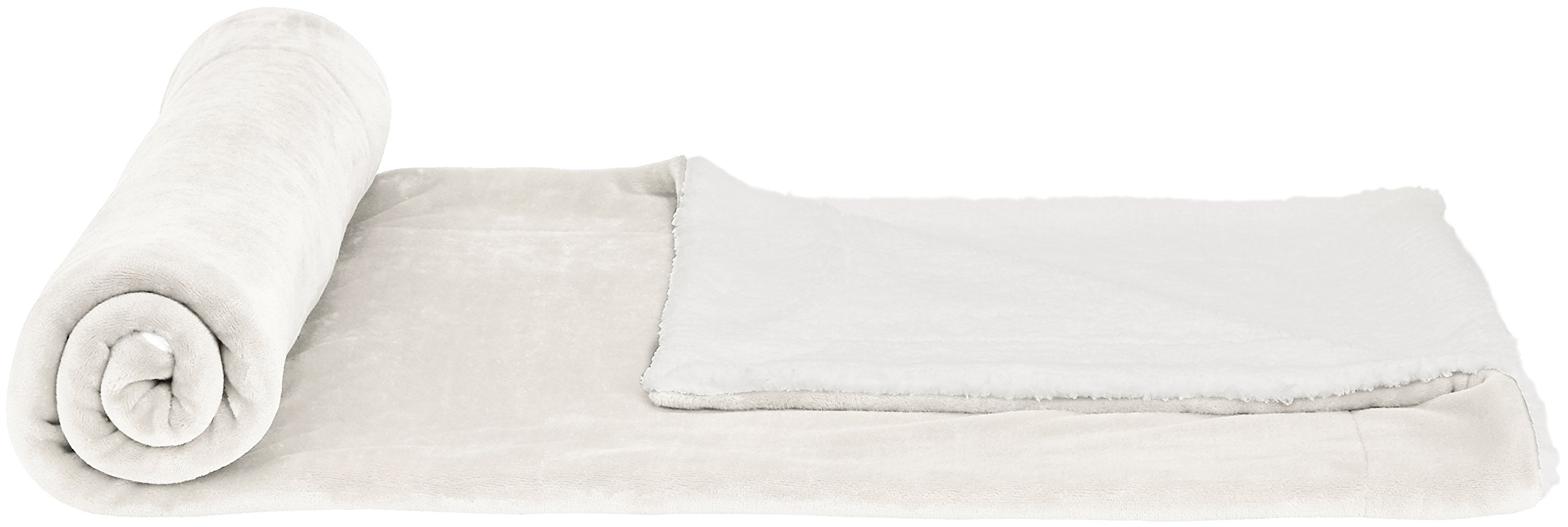 Amazon Basics Coperta Micro-Mink Sherpa 150x200cm Panna