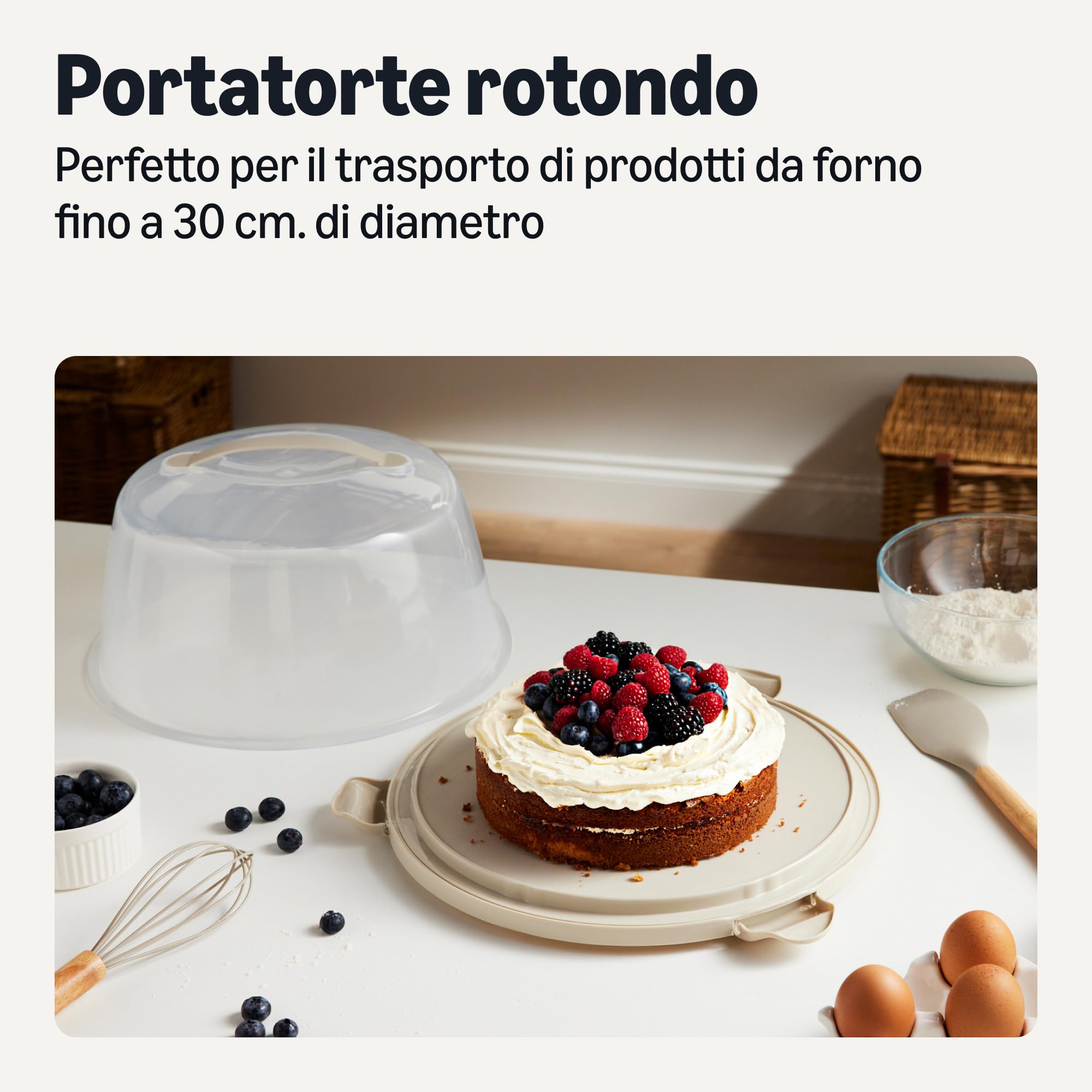Amazon Basics Portatorta Rotondo 30 cm con Manico Senza BPA