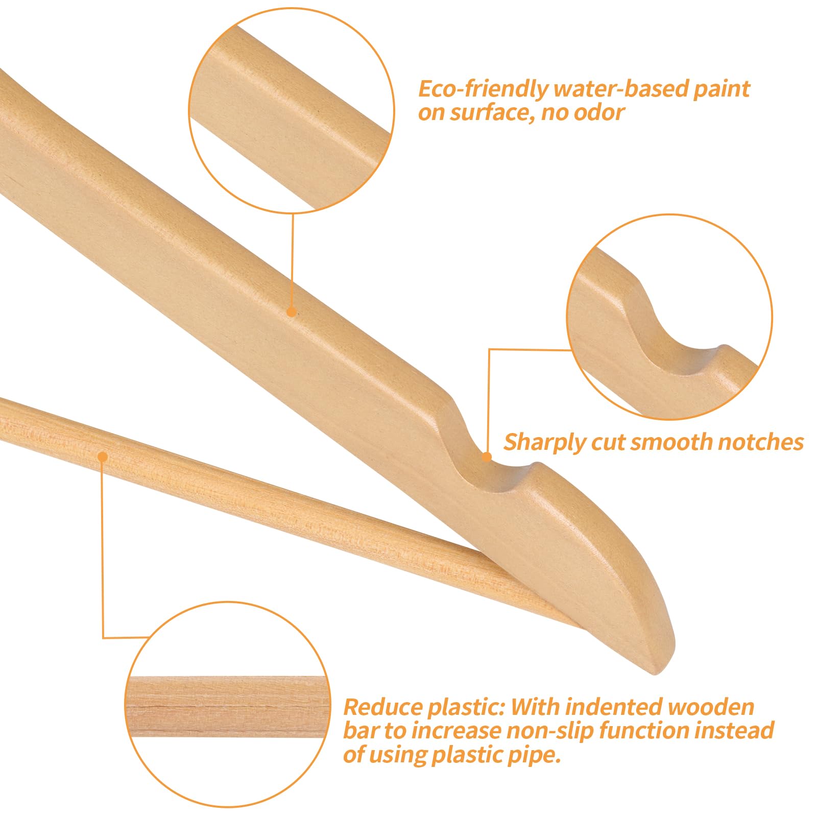 Amazon Basics Grucce Legno Naturale 10 Pezzi per Abiti FSC
