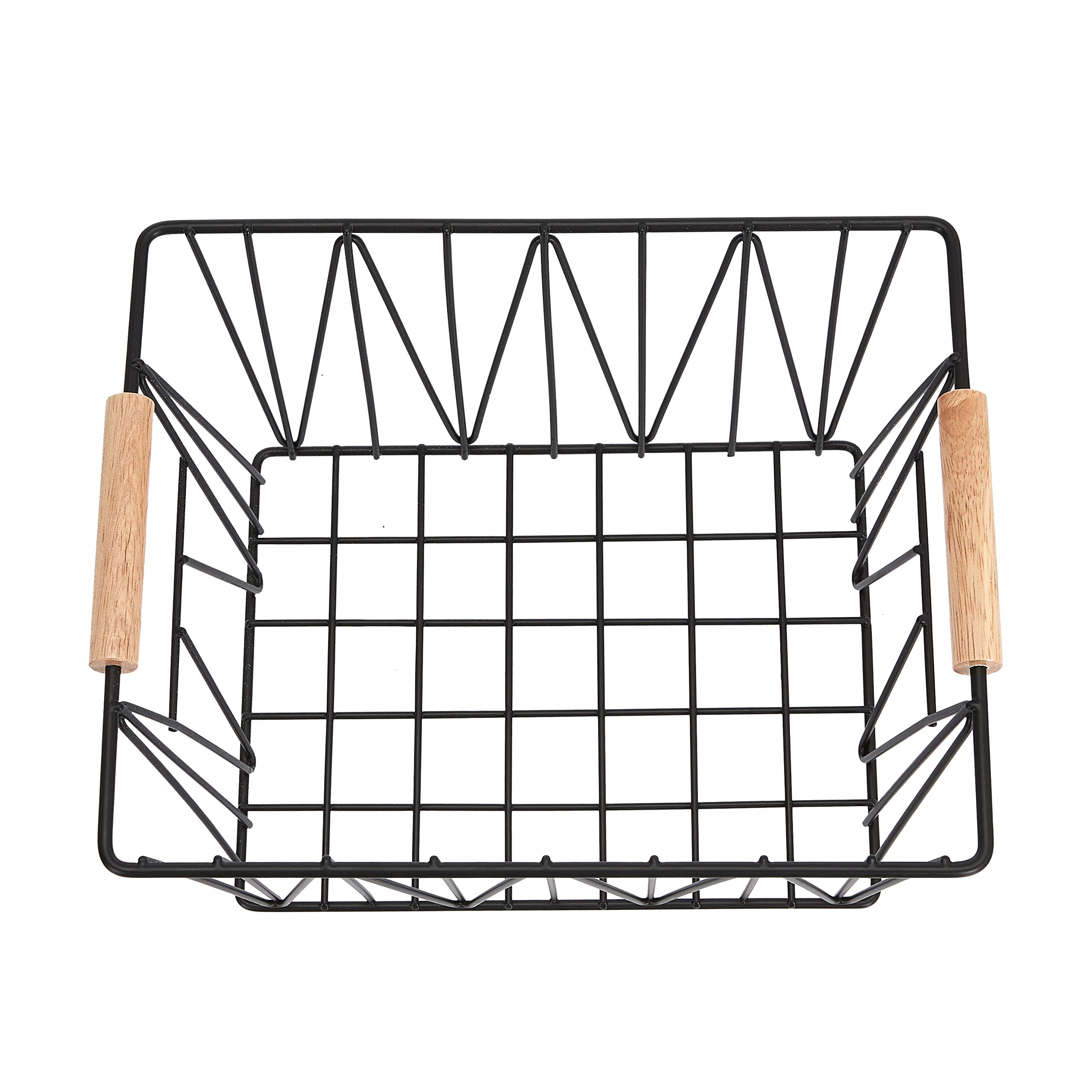 Amazon Basics Set 3 Cestini Filo Metallico Nero Impilabili