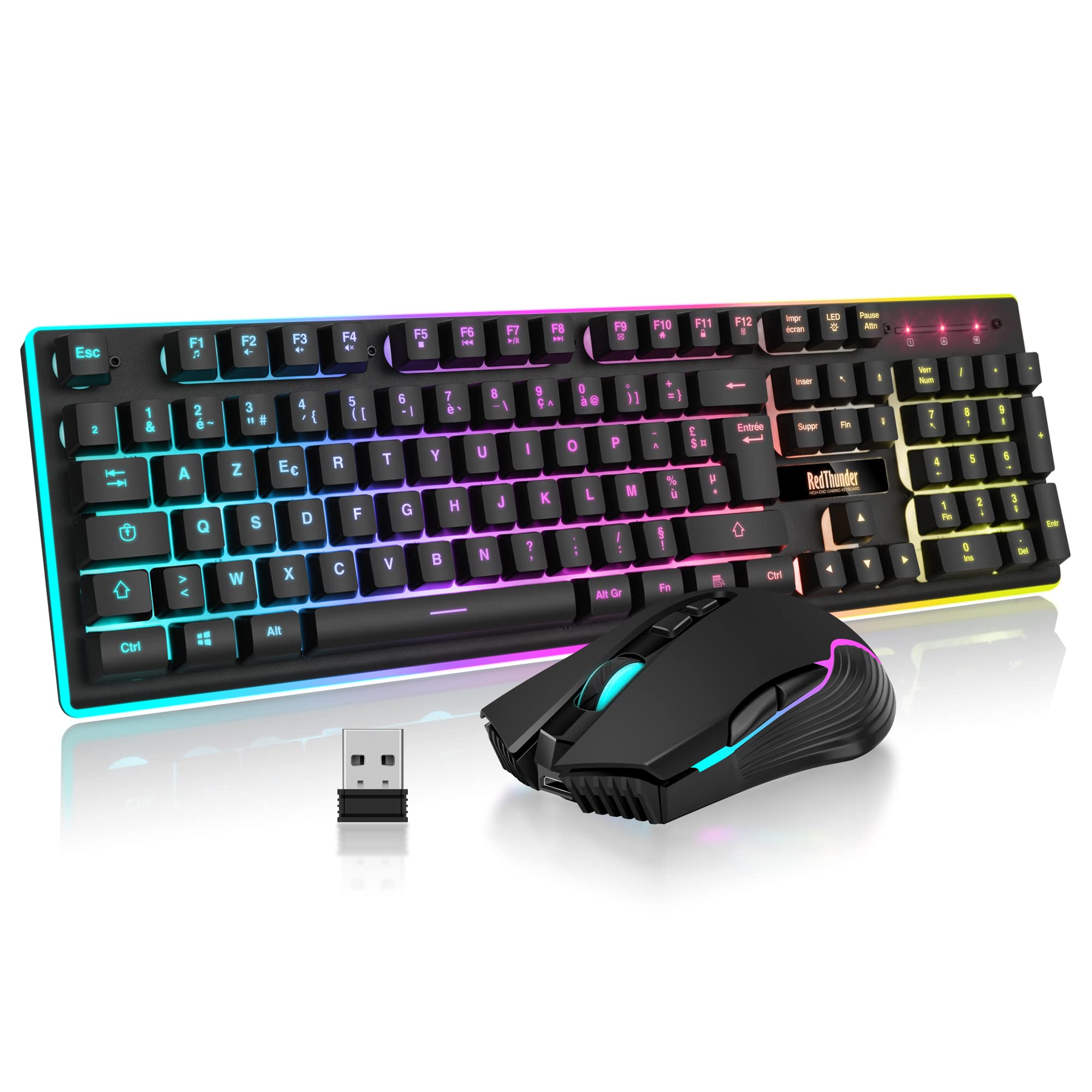 RedThunder K10 Set Tastiera Mouse Gaming Wireless Nero Retroilluminato