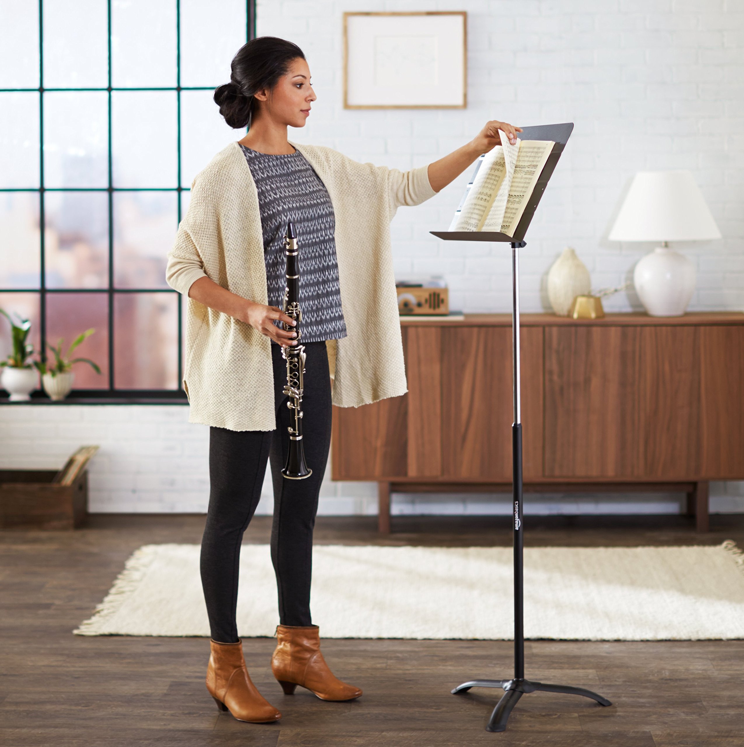 Amazon Basics Orchestra leggio spartiti nero 108-162 cm