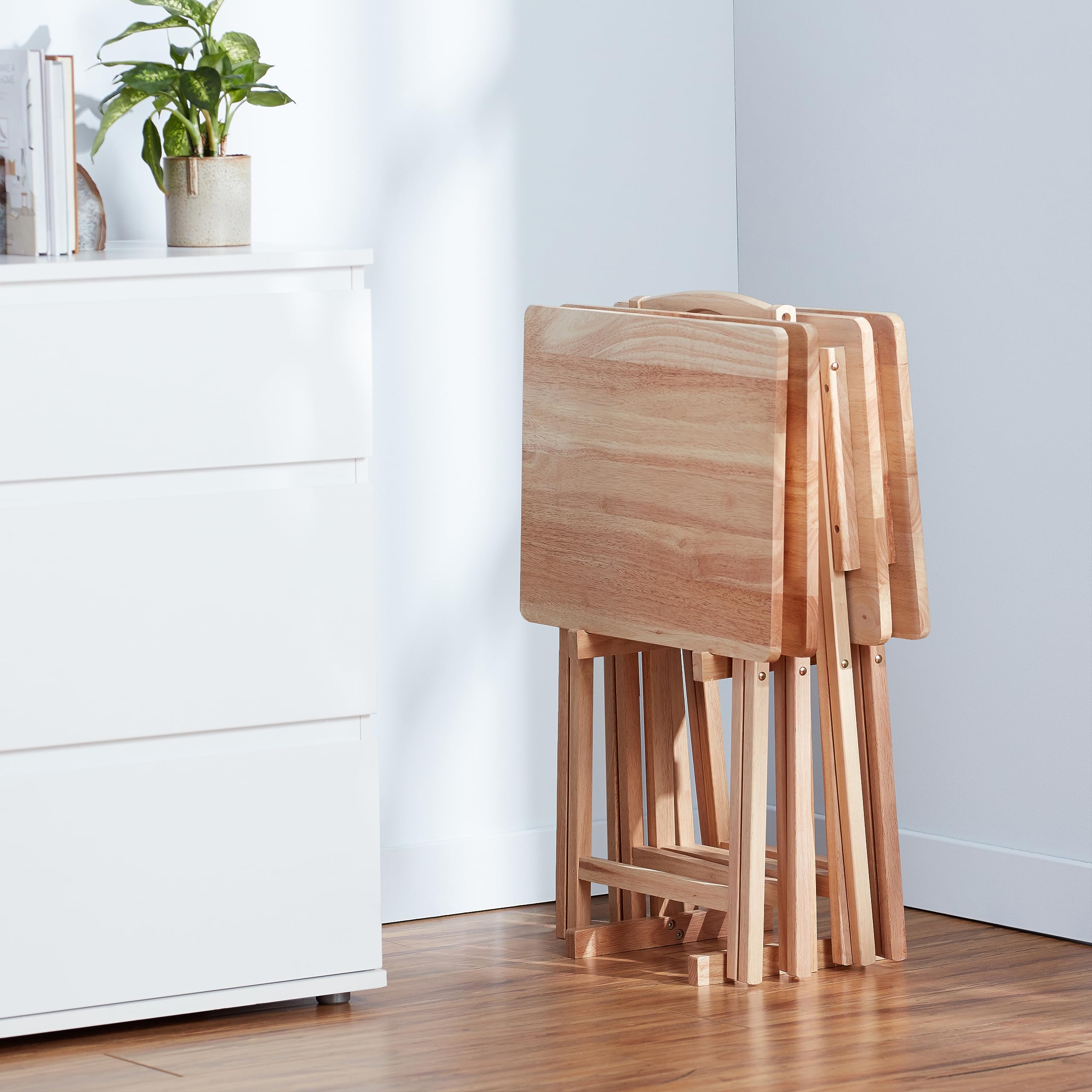 Amazon Basics Tavolini Pieghevoli Legno Set 4 pezzi naturale