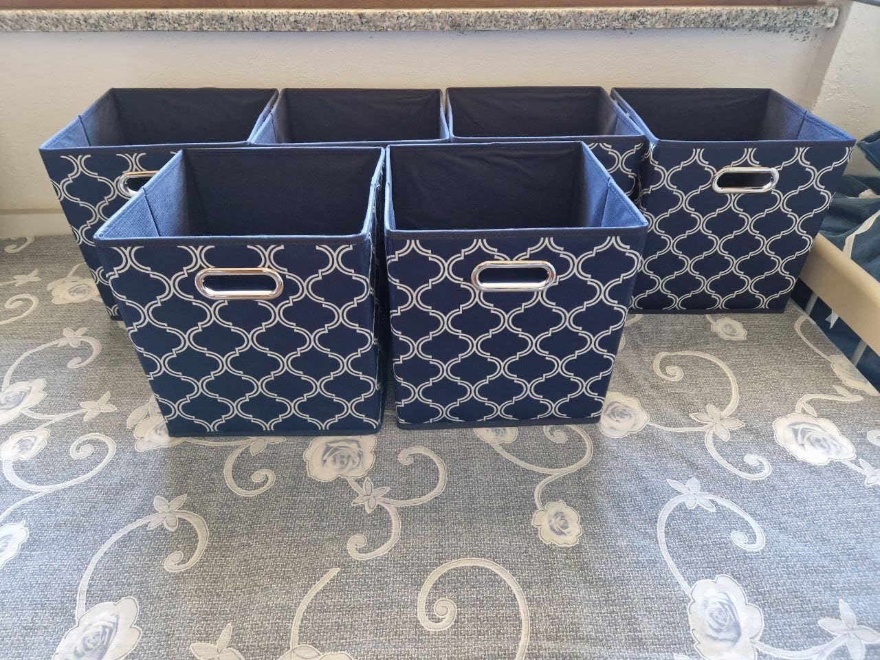 AmazonBasics Cubi Portaoggetti Tessuto Grigio Zig-Zag 6 pezzi
