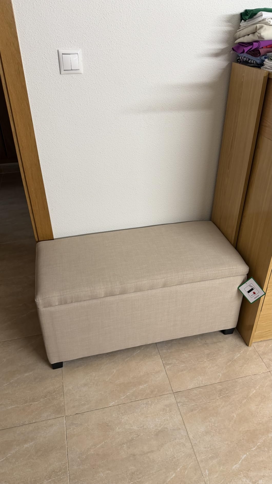 Amazon Basics Panca Contenitore Grigio Chiaro 91 cm in Tessuto