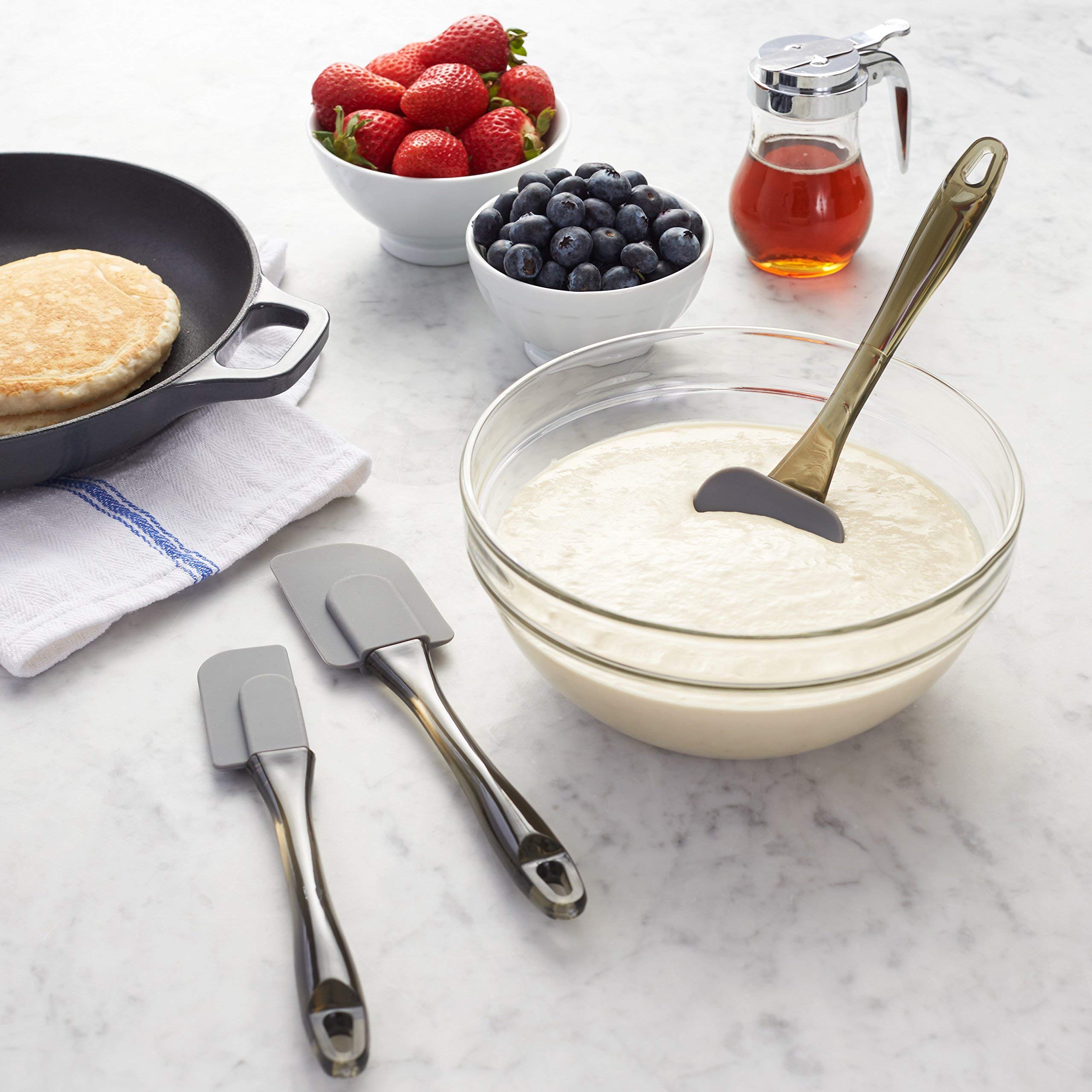 AmazonBasics Set 3 Spatole Silicone Grigio Cucina