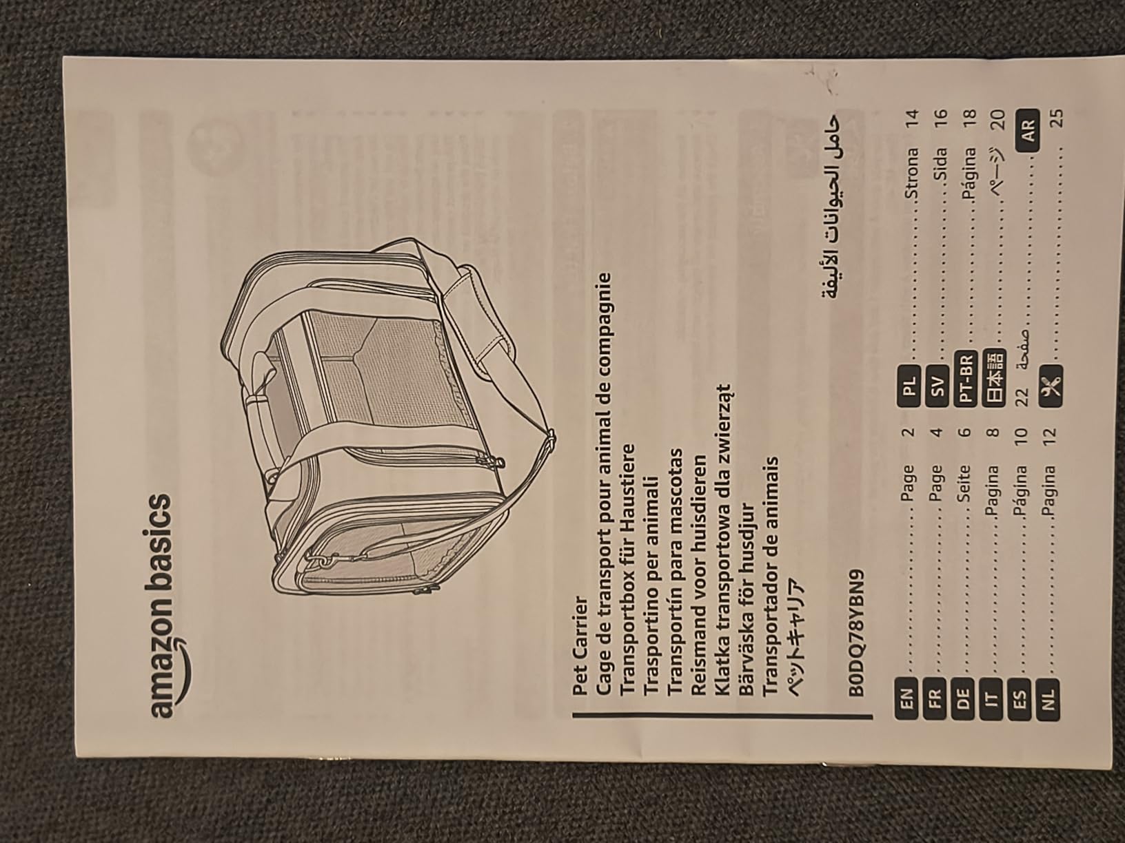 Amazon Basics Trasportino Borsa Gatti Cani Grigio