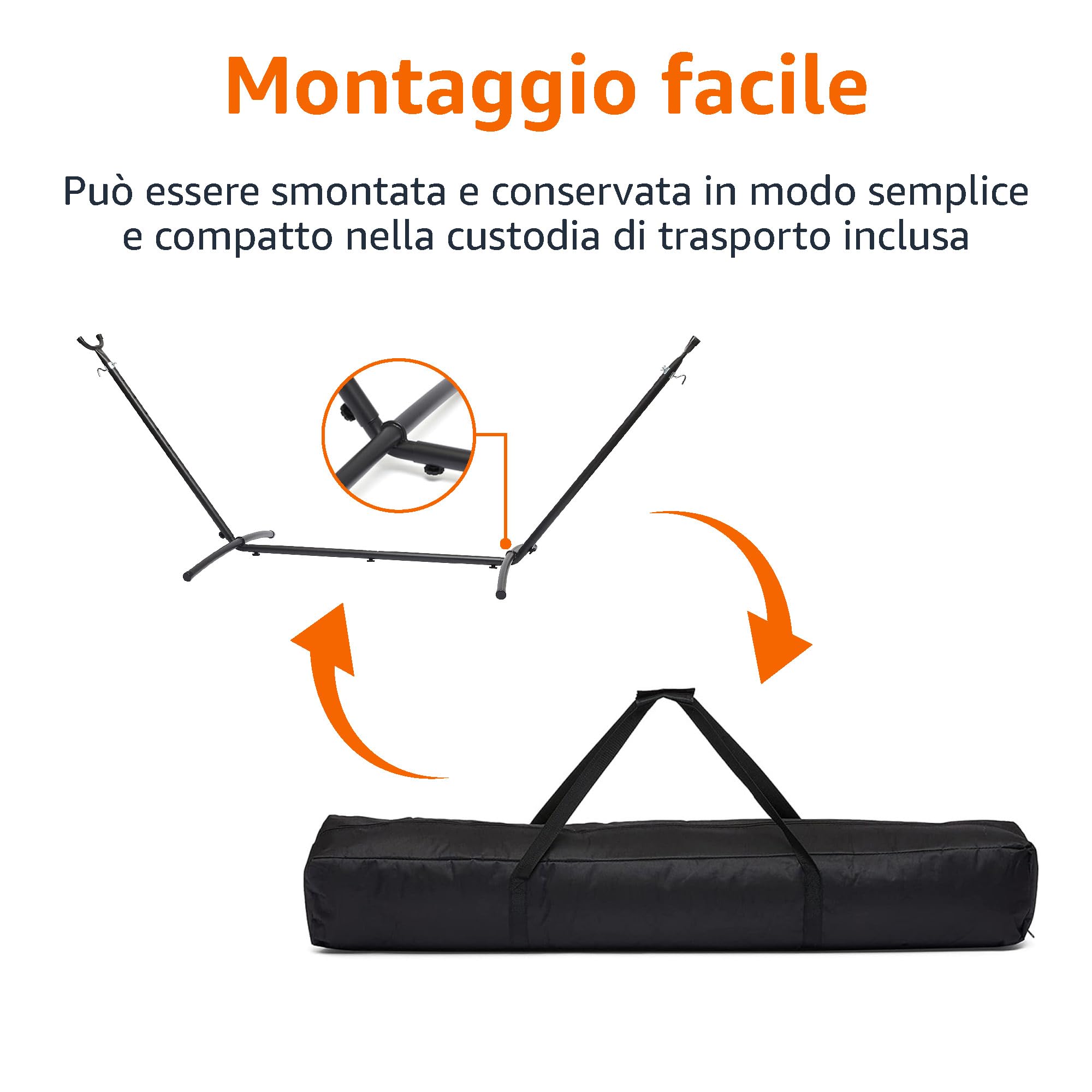 AmazonBasics Supporto per Amaca 2,74 m Acciaio Nero