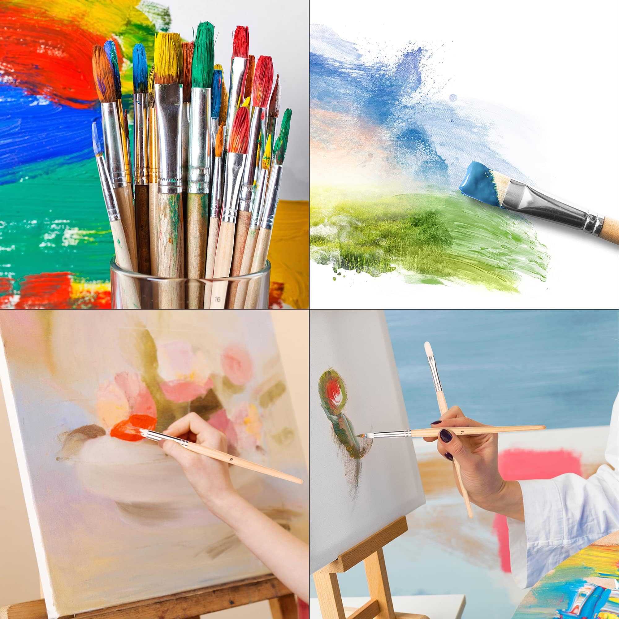 Amazon Basics Set 24 Pennelli Pittura Legno per Artisti