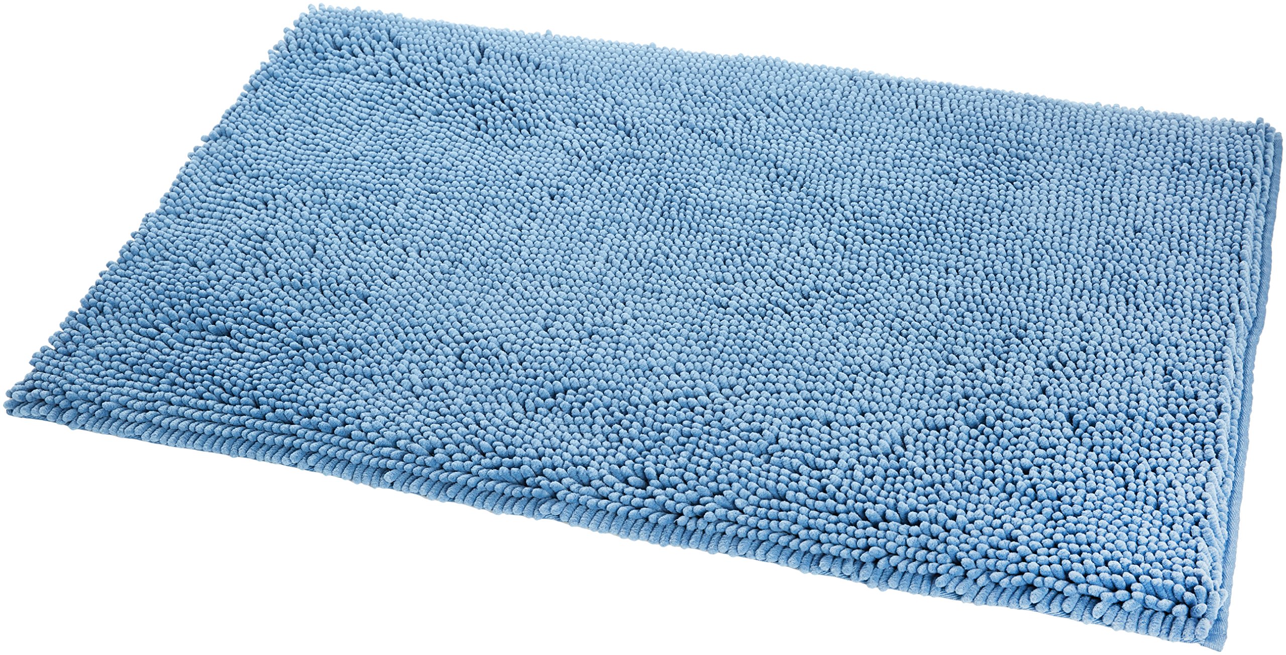 Amazon Basics Tappeto bagno microfibra pelo lungo blu lago 53x86