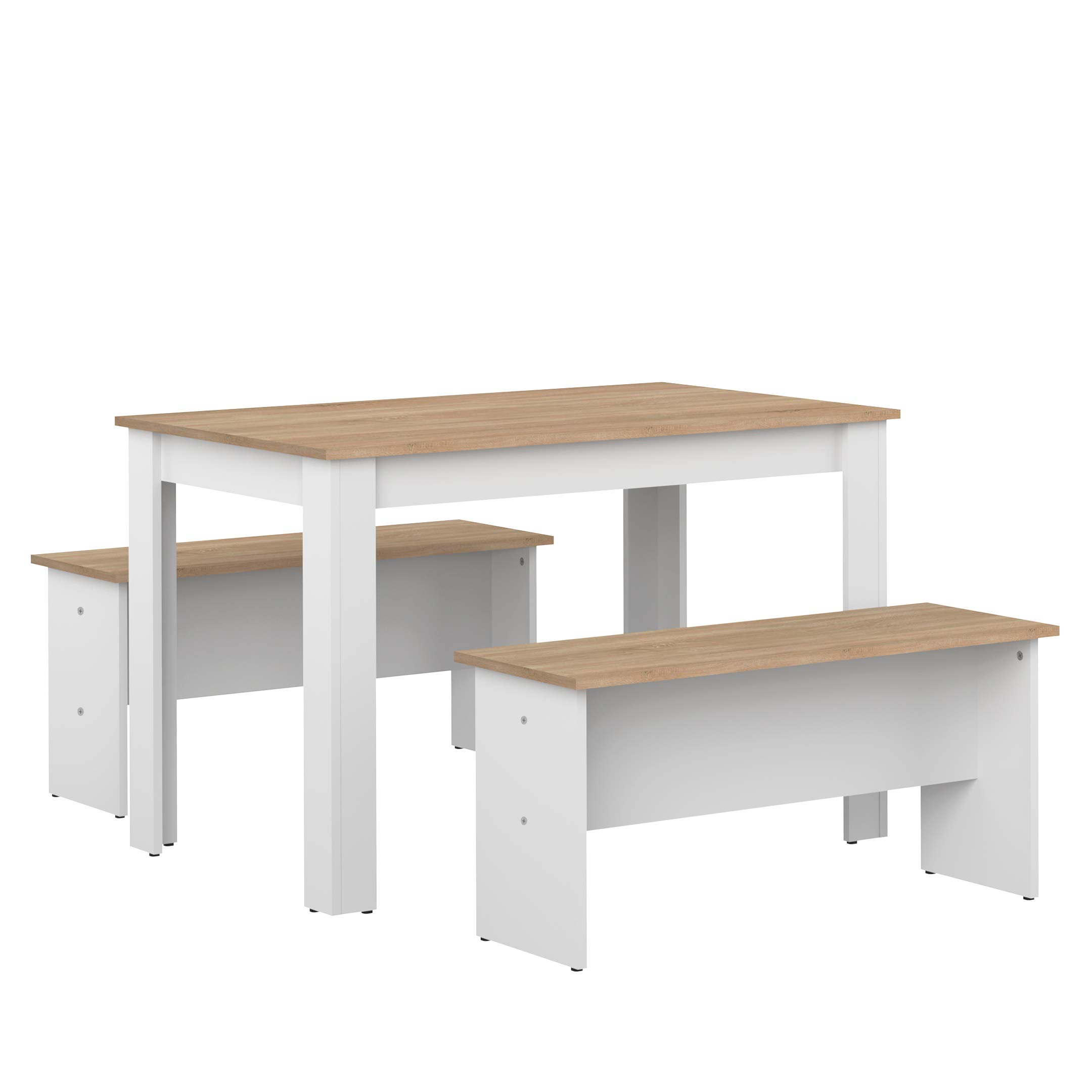 AmazonBasics Set Pranzo con 2 Panche Bianco Quercia 110x70