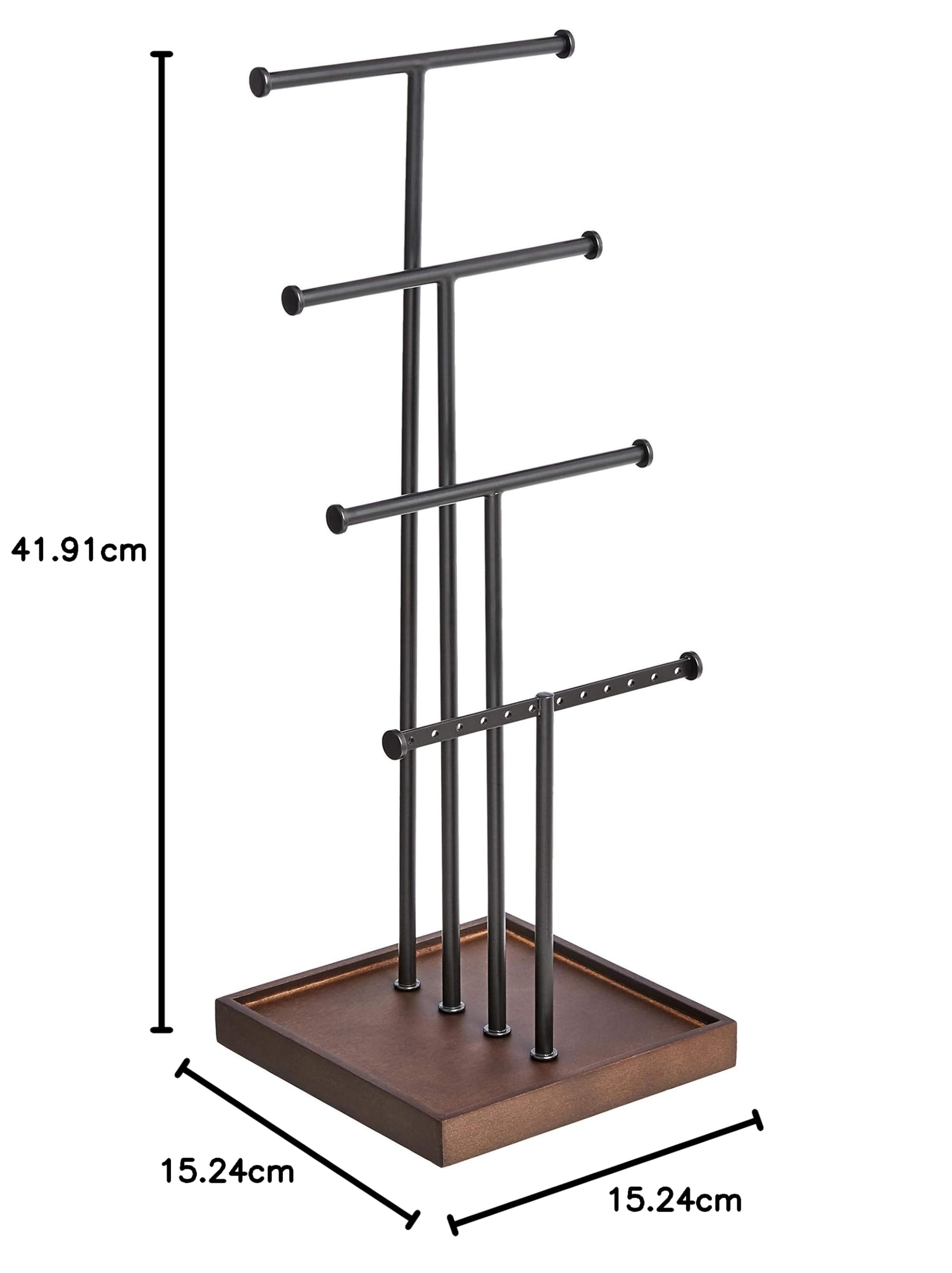 AmazonBasics Portagioielli Albero 4 Livelli Noce/Nero