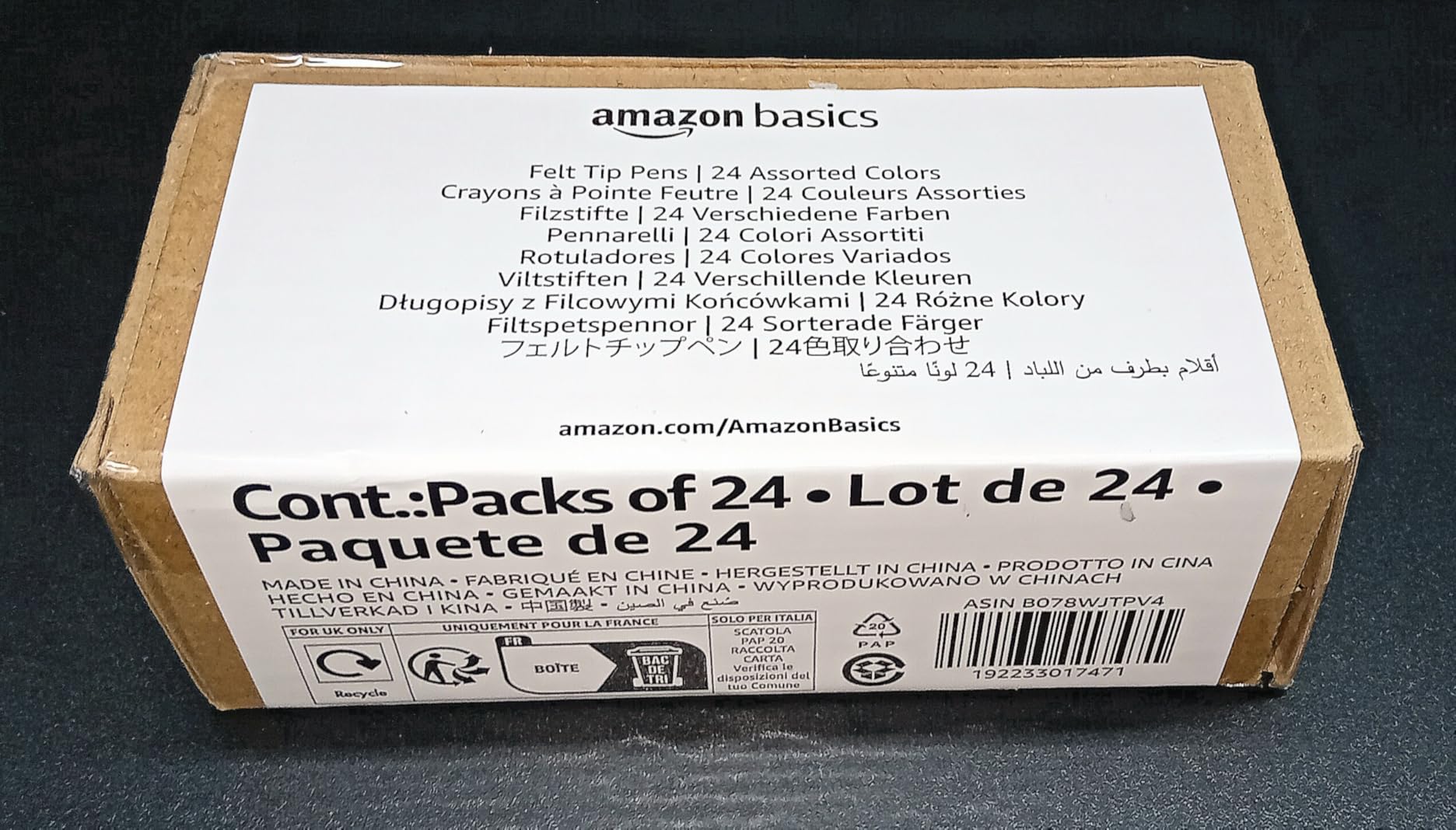 AmazonBasics Pennarelli colori assortiti 24 pezzi punta media
