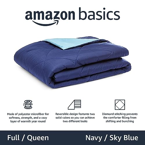 Amazon Basics coperta reversibile microfibra matrimoniale blu navy
